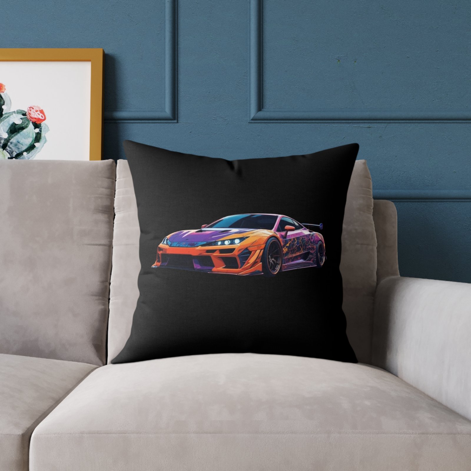 Fast Car Design Square Poly Canvas Pillow - Image 11