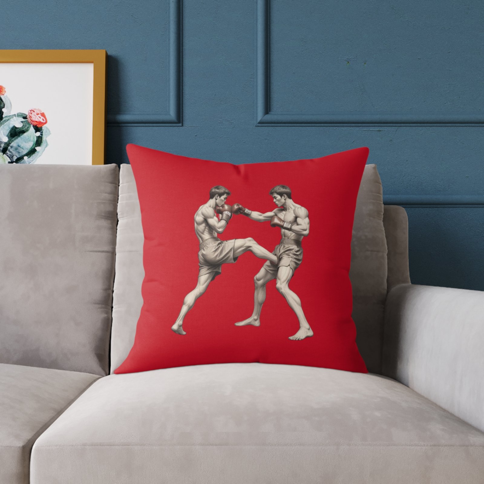 Kickboxing Square Poly Canvas Pillow - Image 11