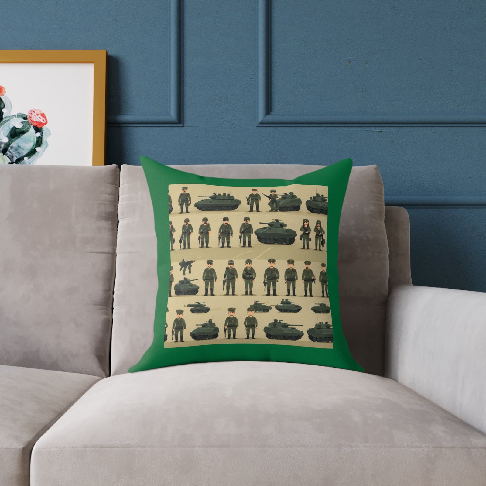Army Square Poly Canvas Pillow - Image 7
