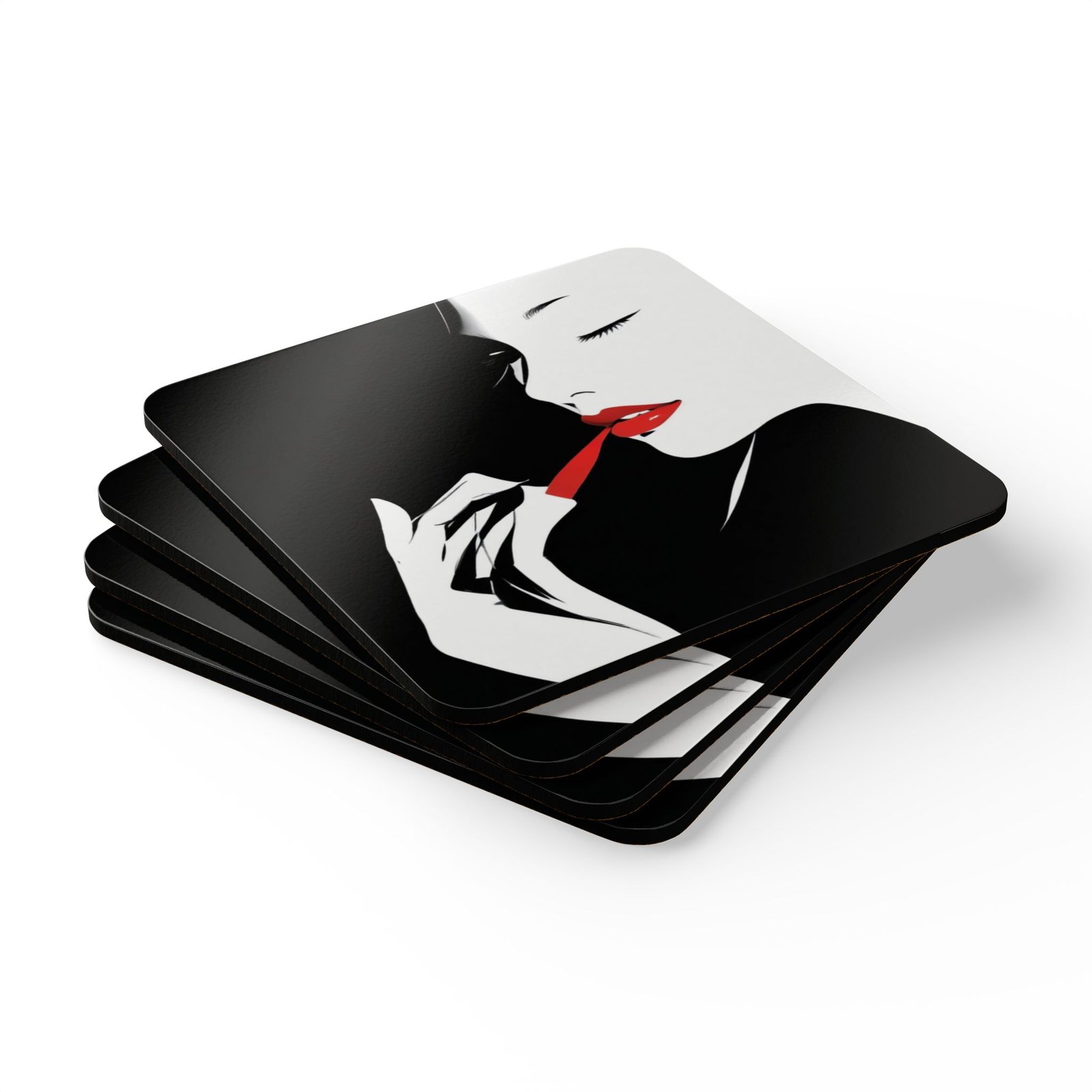 Black And White Corkwood Coaster Set - Image 3