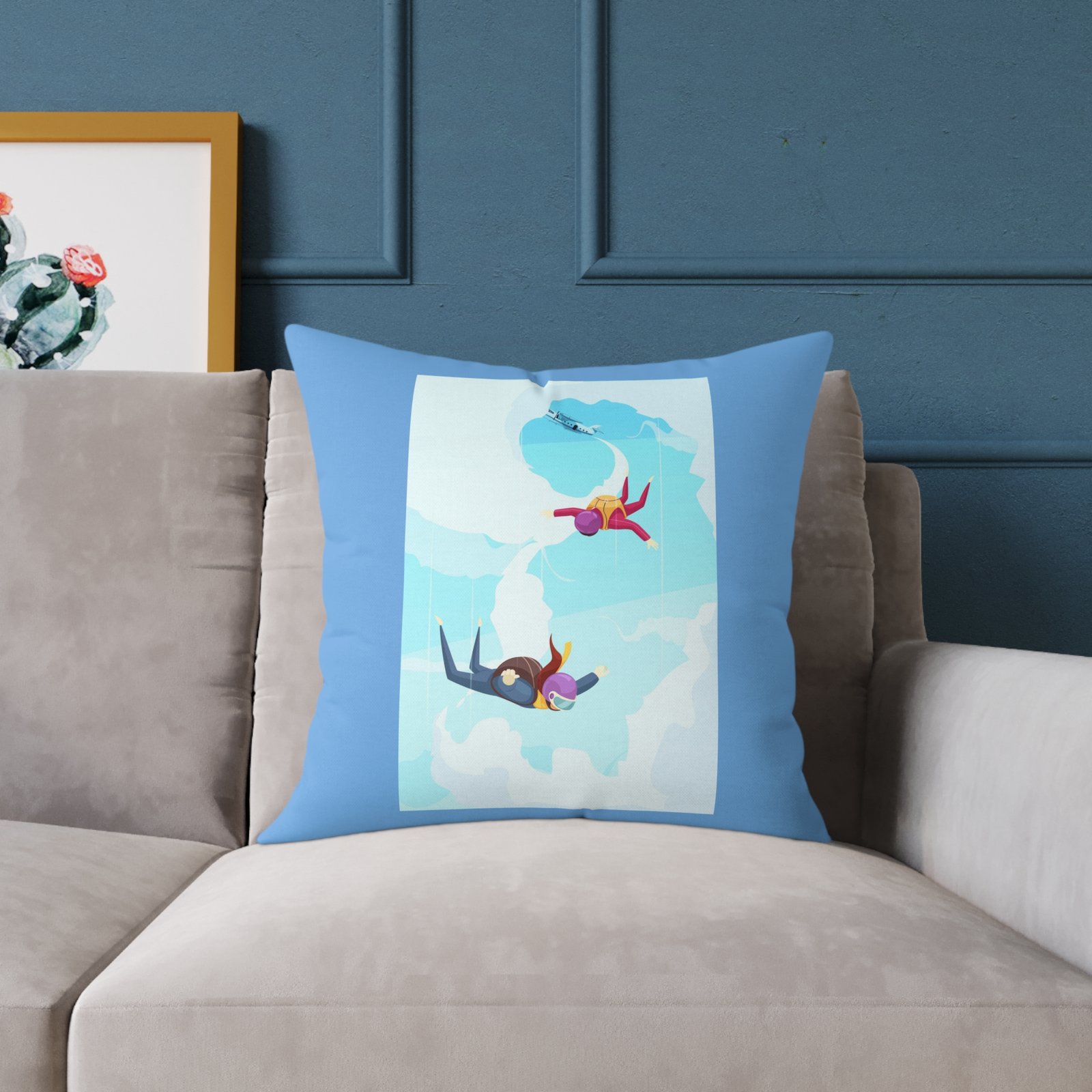 Parachuters Square Poly Canvas Pillow - Image 11
