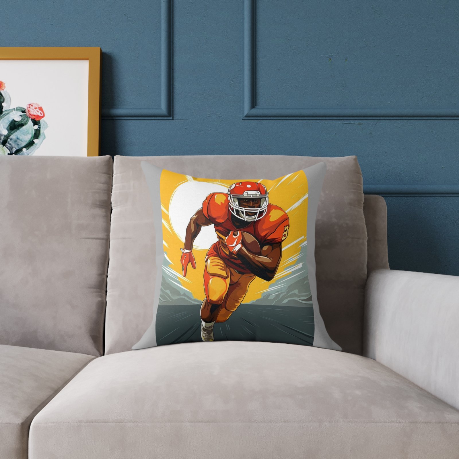 American Football Square Poly Canvas Pillow - Image 3