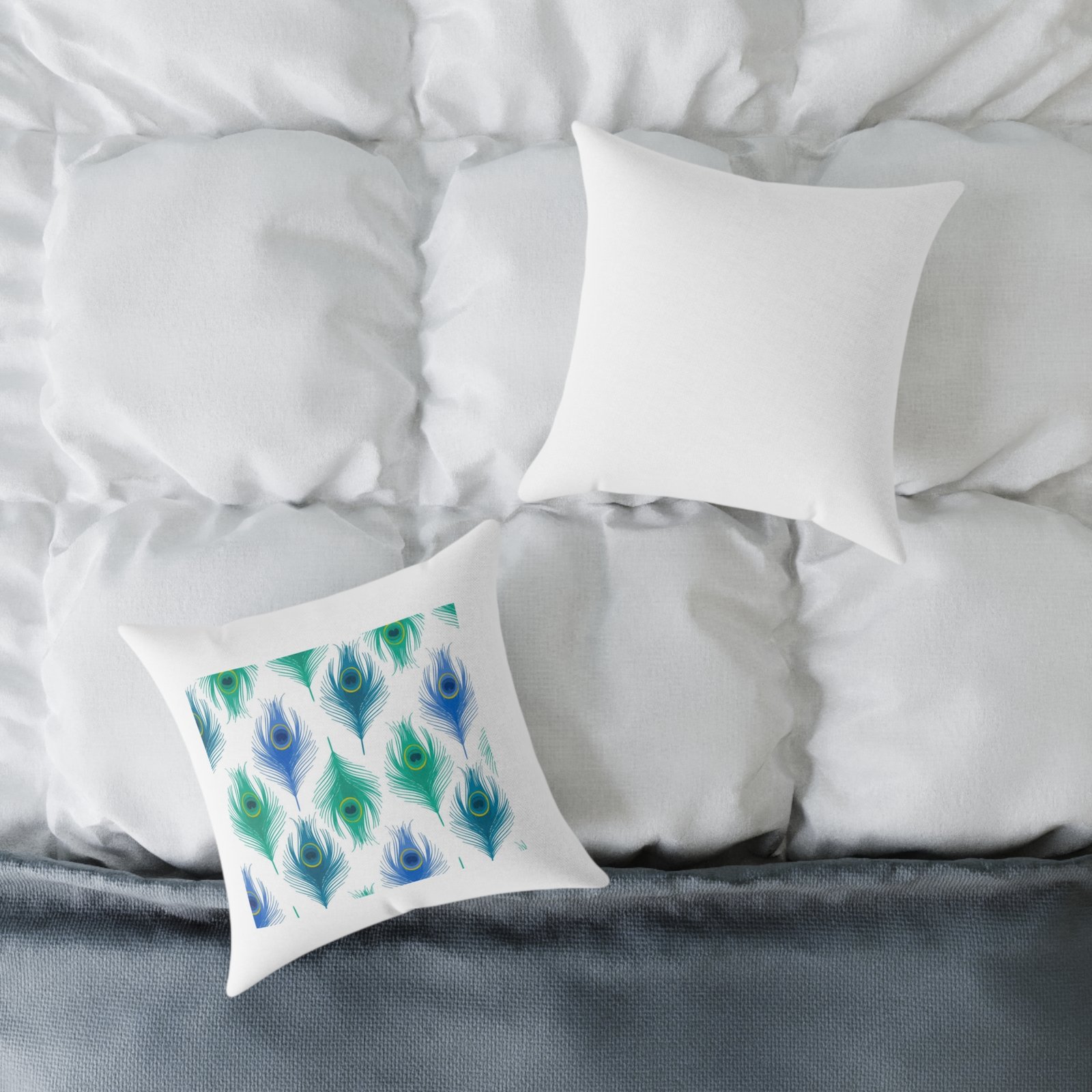 Pea cock Prin t Cushion G ift Square Poly Canvas Pillow Pea cock Prin t , G ift Cushion, Lounge Cushion, Bedroom Cushion, Cushion G ift , , - Image 4