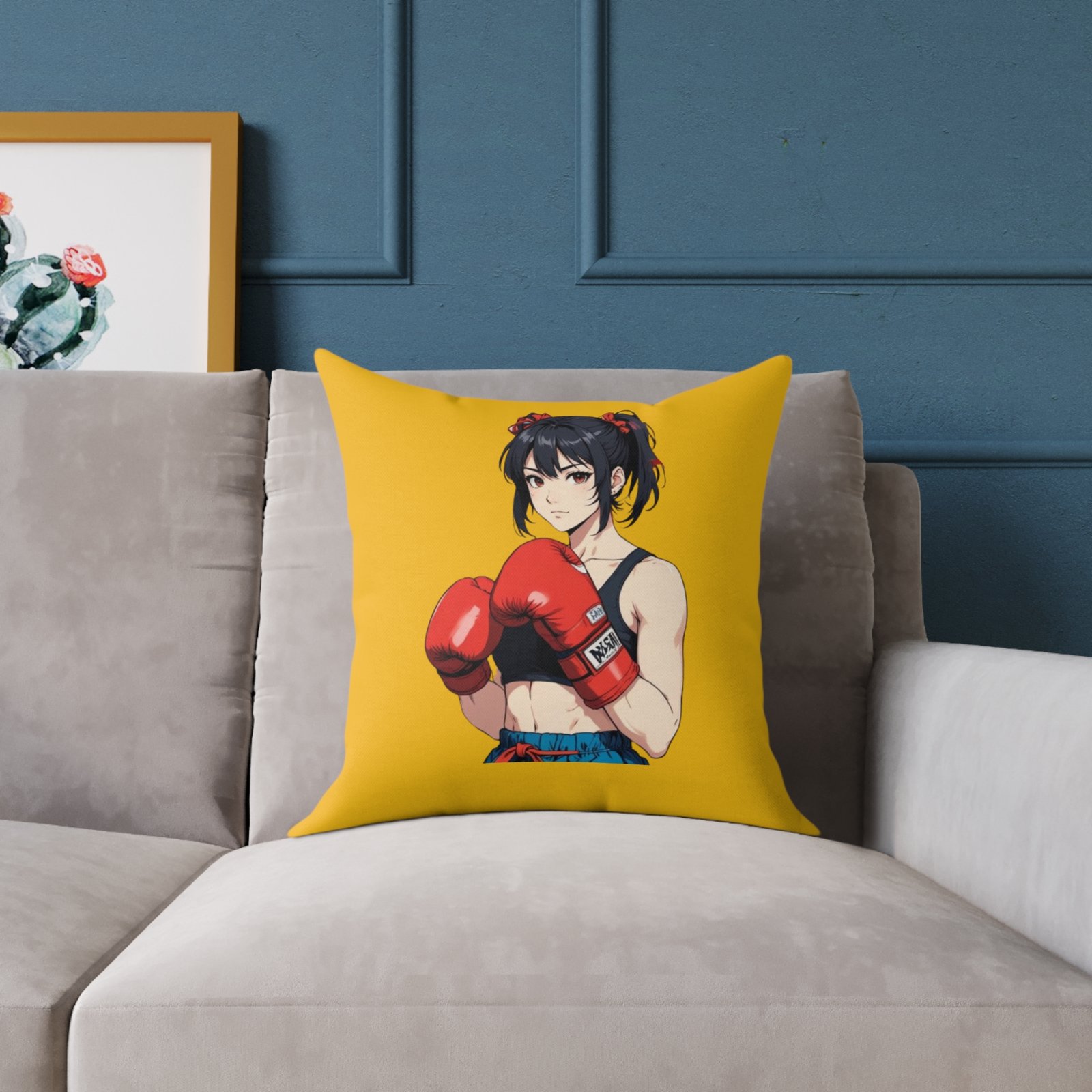 Boxing Square Poly Canvas Pillow - Image 7