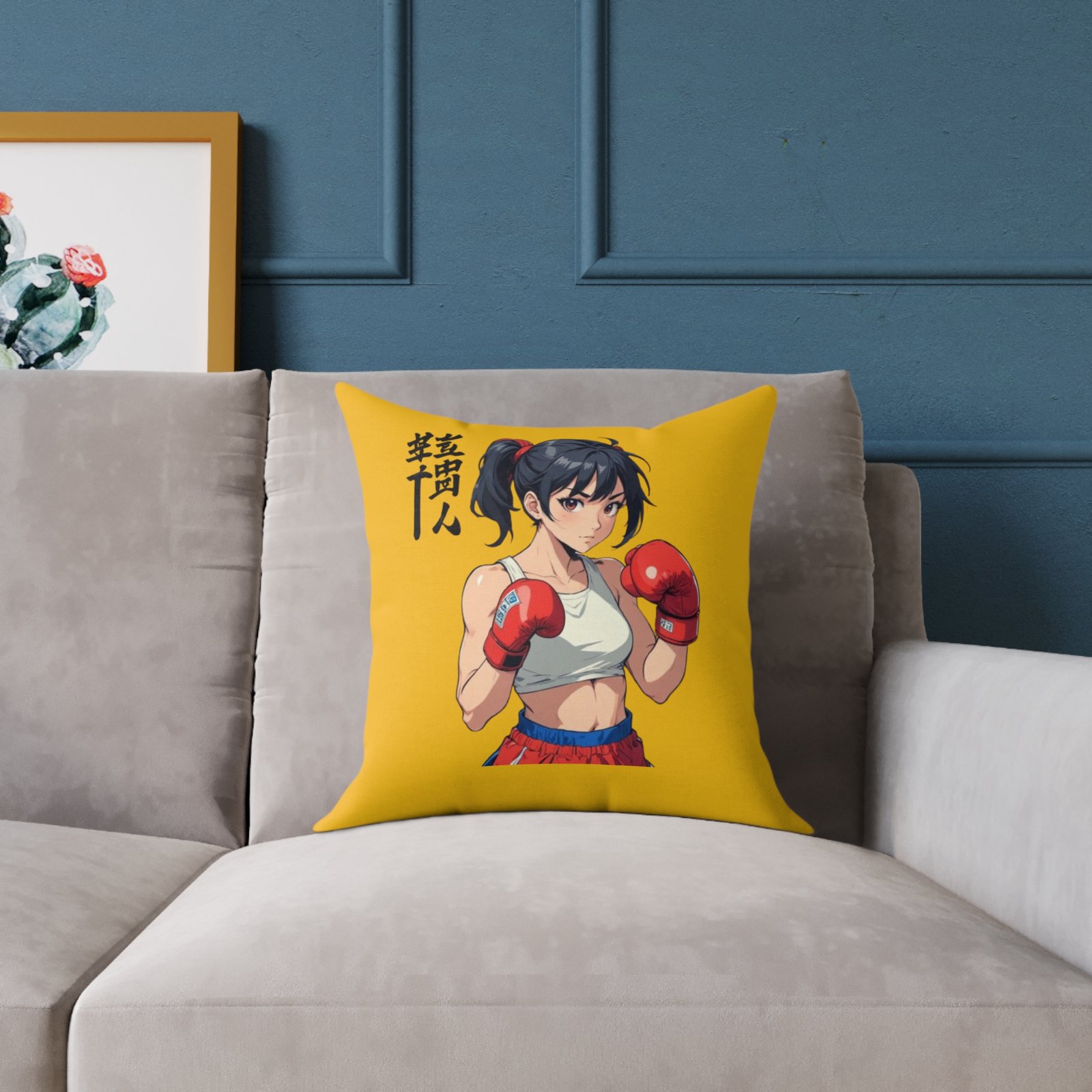 Boxing Square Poly Canvas Pillow - Image 3