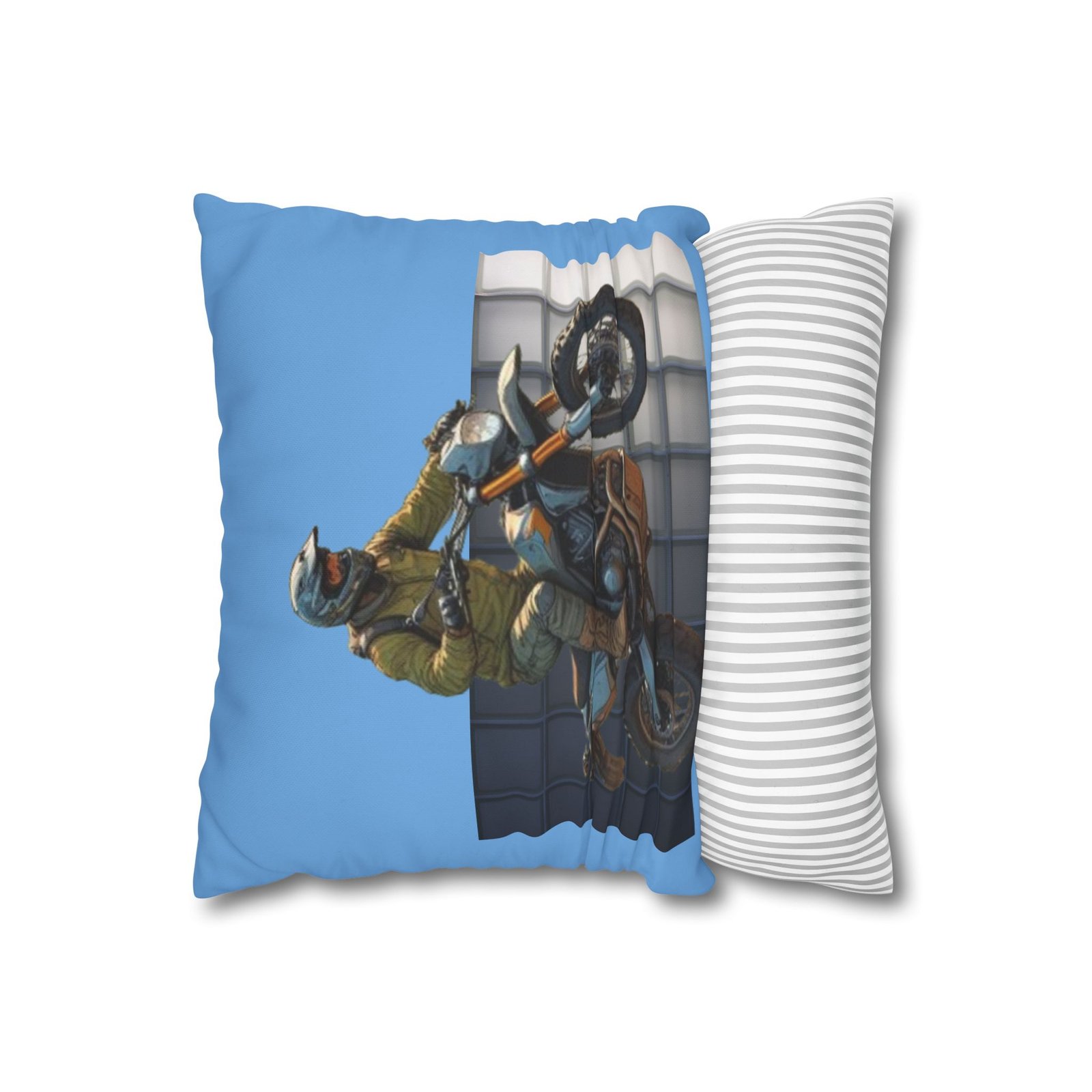 Scrambling Bikes Square Poly Canvas Pillowcase - Image 2