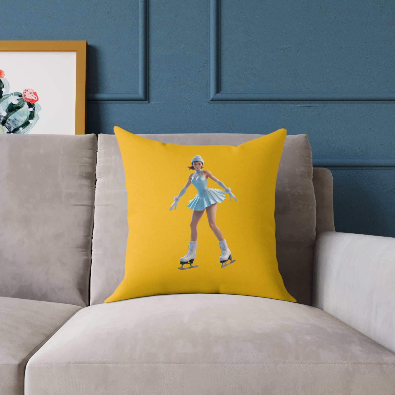 Ice Skating Square Poly Canvas Pillow - Image 7