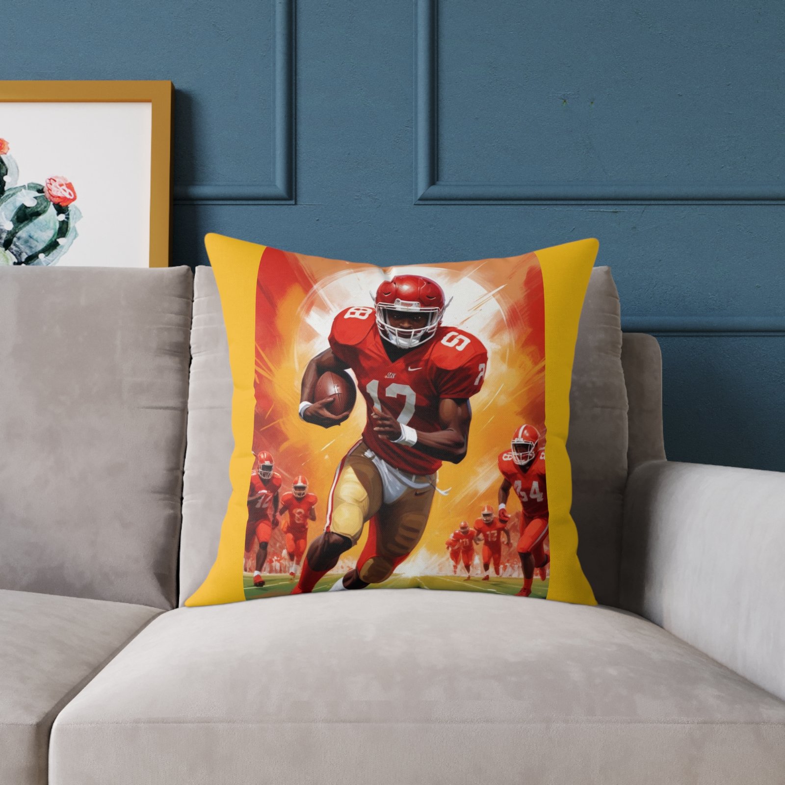 American Football Square Poly Canvas Pillow - Image 11