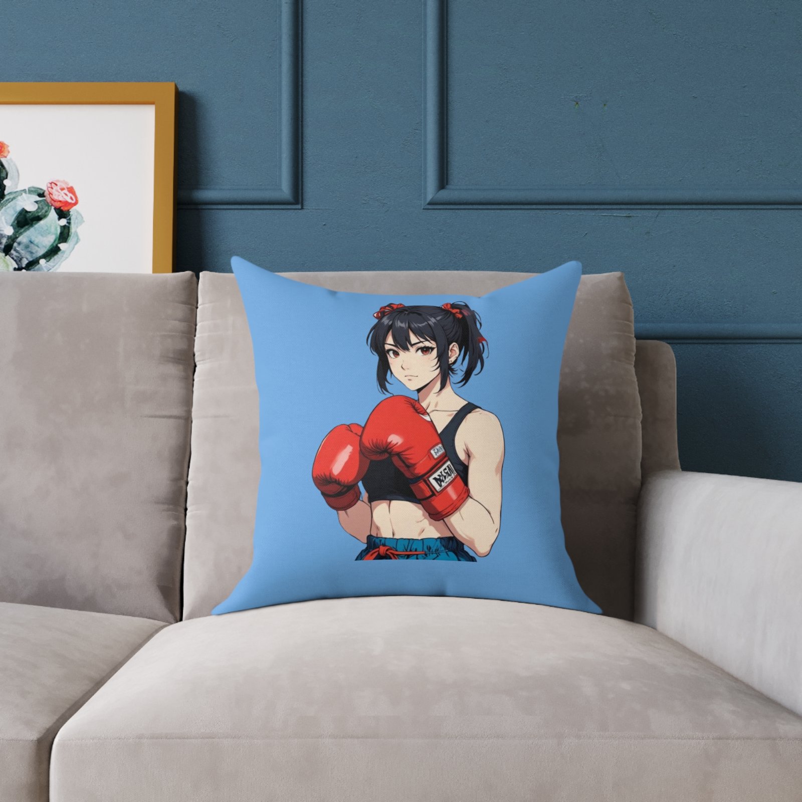 Boxing Square Poly Canvas Pillow - Image 7
