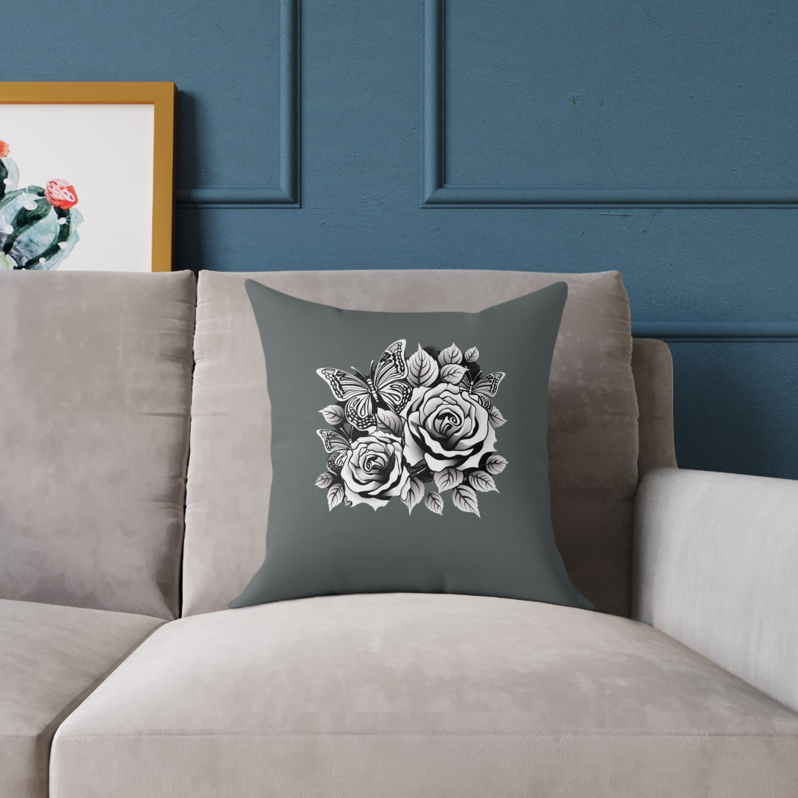 Butterfly Square Poly Canvas Pillow - Image 3