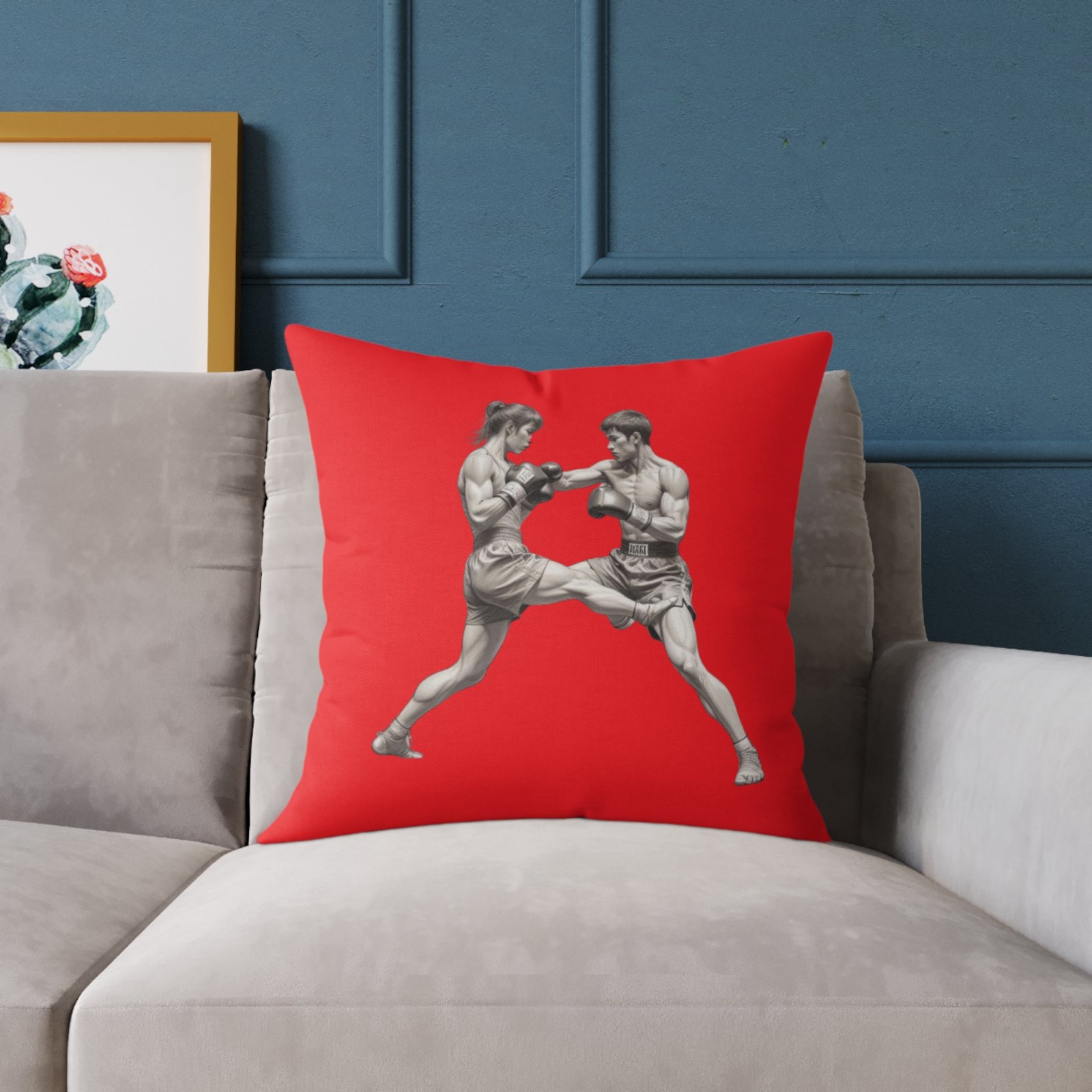 Kickboxing Square Poly Canvas Pillow - Image 11
