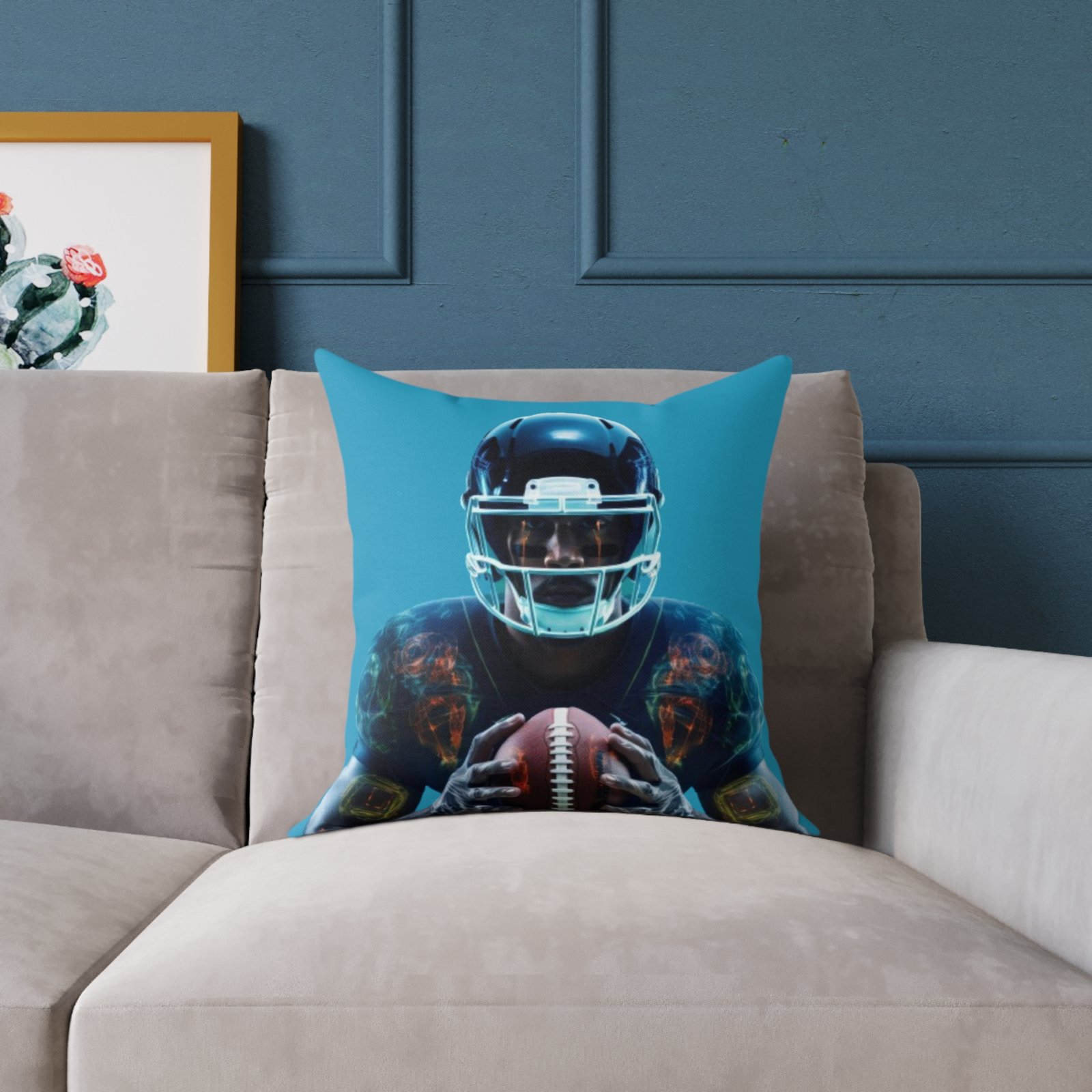 American Football Square Poly Canvas Pillow - Image 7