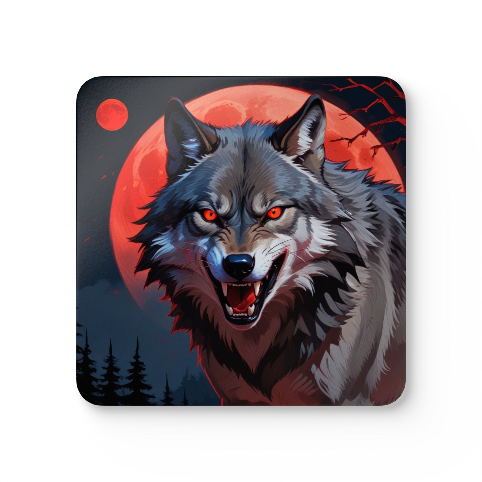 Wolf Corkwood Coaster Set