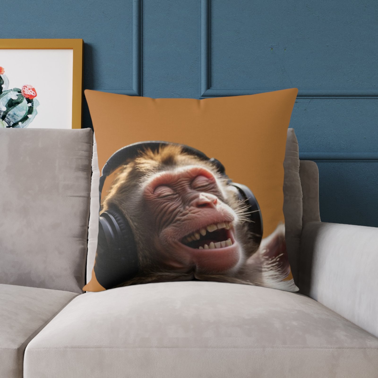 Funny Monkey Poly Canvas Pillow - Image 15