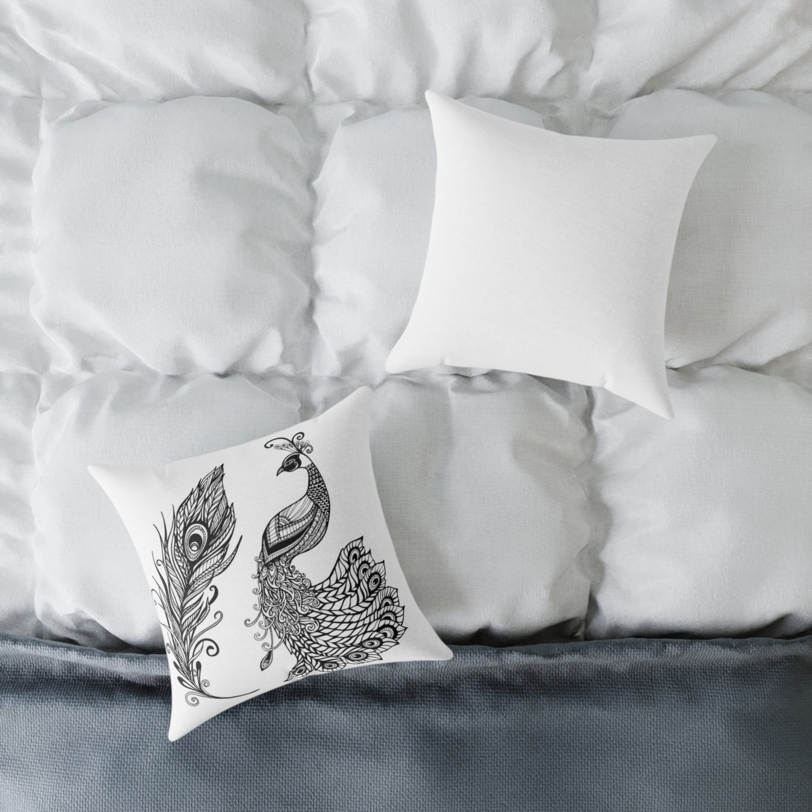 Pea cock Prin t Cushion G ift Square Poly Canvas Pillow Pea cock Prin t , G ift Cushion, Lounge Cushion, Bedroom Cushion, Cushion G ift , , - Image 4