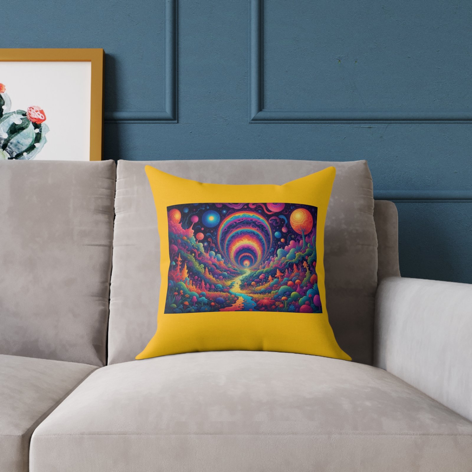 Psychadelic Square Poly Canvas Pillow - Image 3