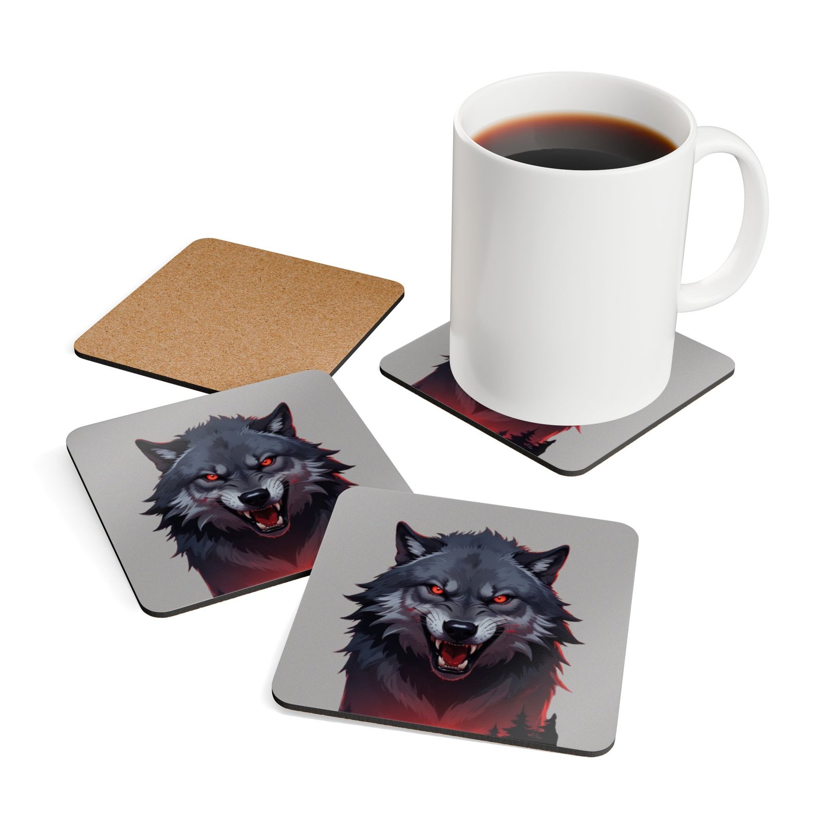 Wolf Corkwood Coaster Set - Image 4