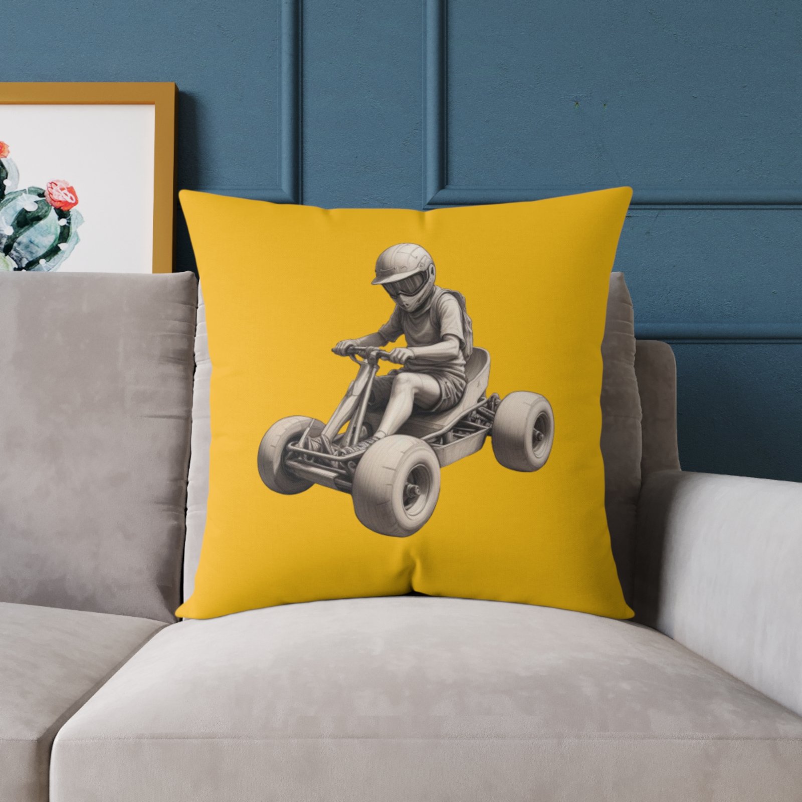 Go Karting Square Poly Canvas Pillow - Image 15