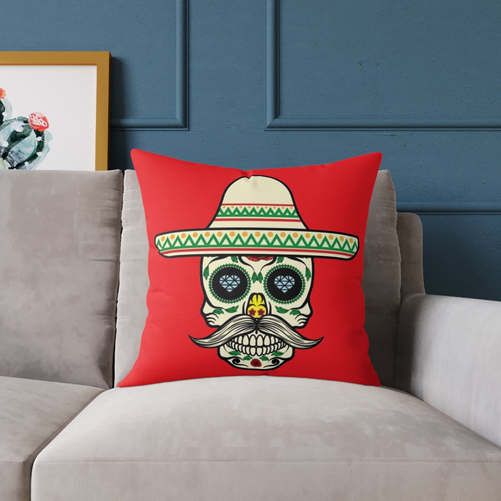 Mexican Tattoo Square Poly Canvas Pillow - Image 11