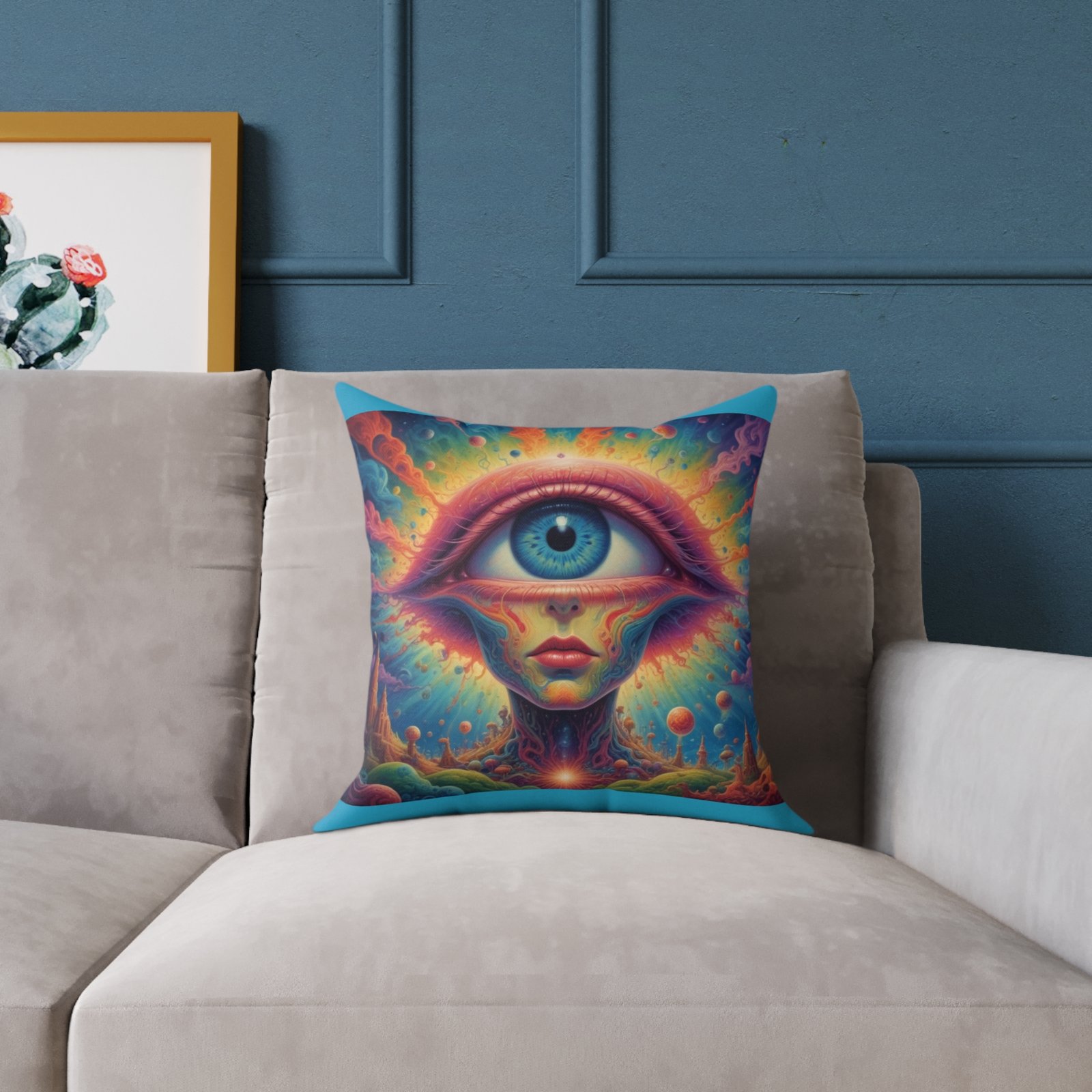 Psychadelic Square Poly Canvas Pillow - Image 3