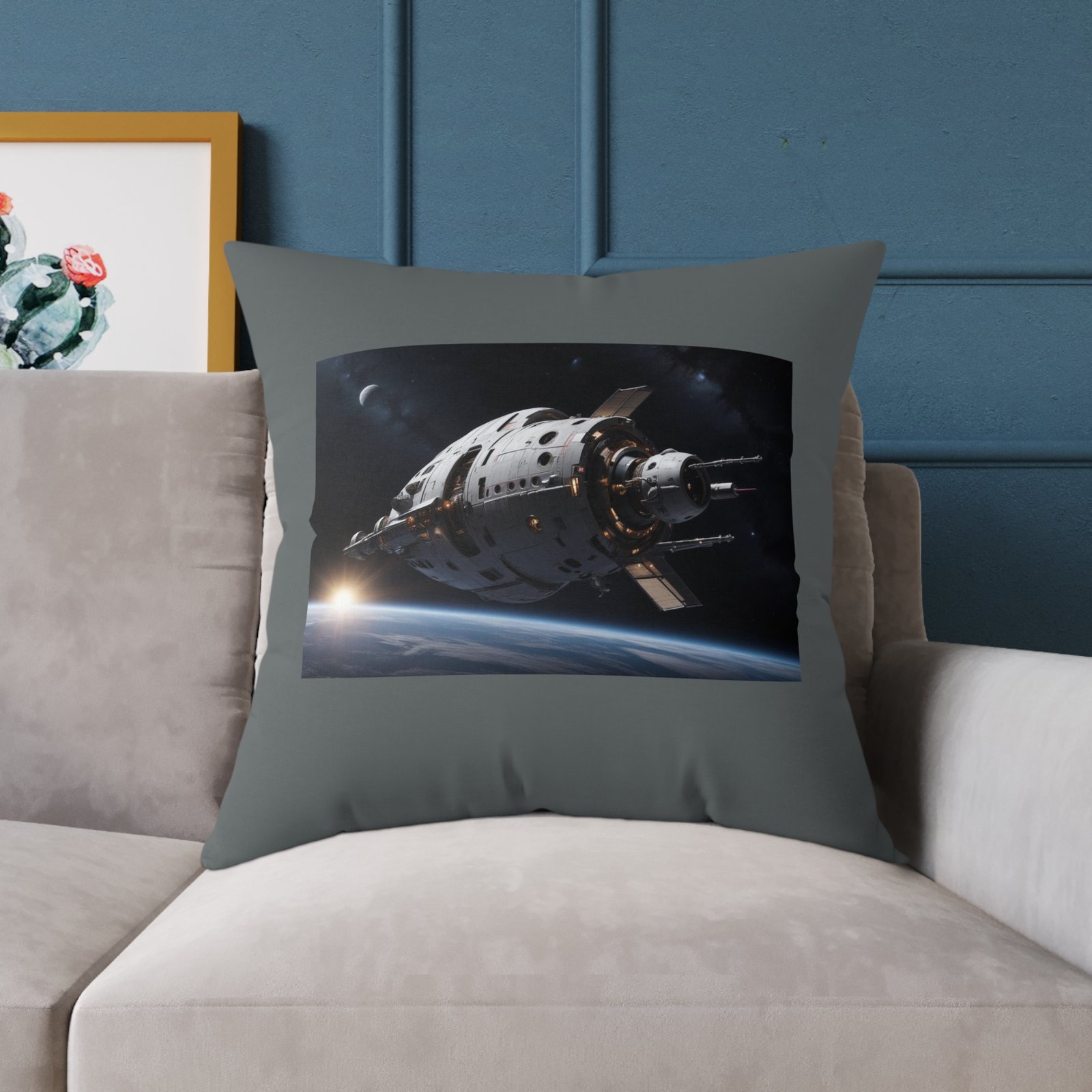 Space Ship Square Poly Canvas Pillow - Image 19