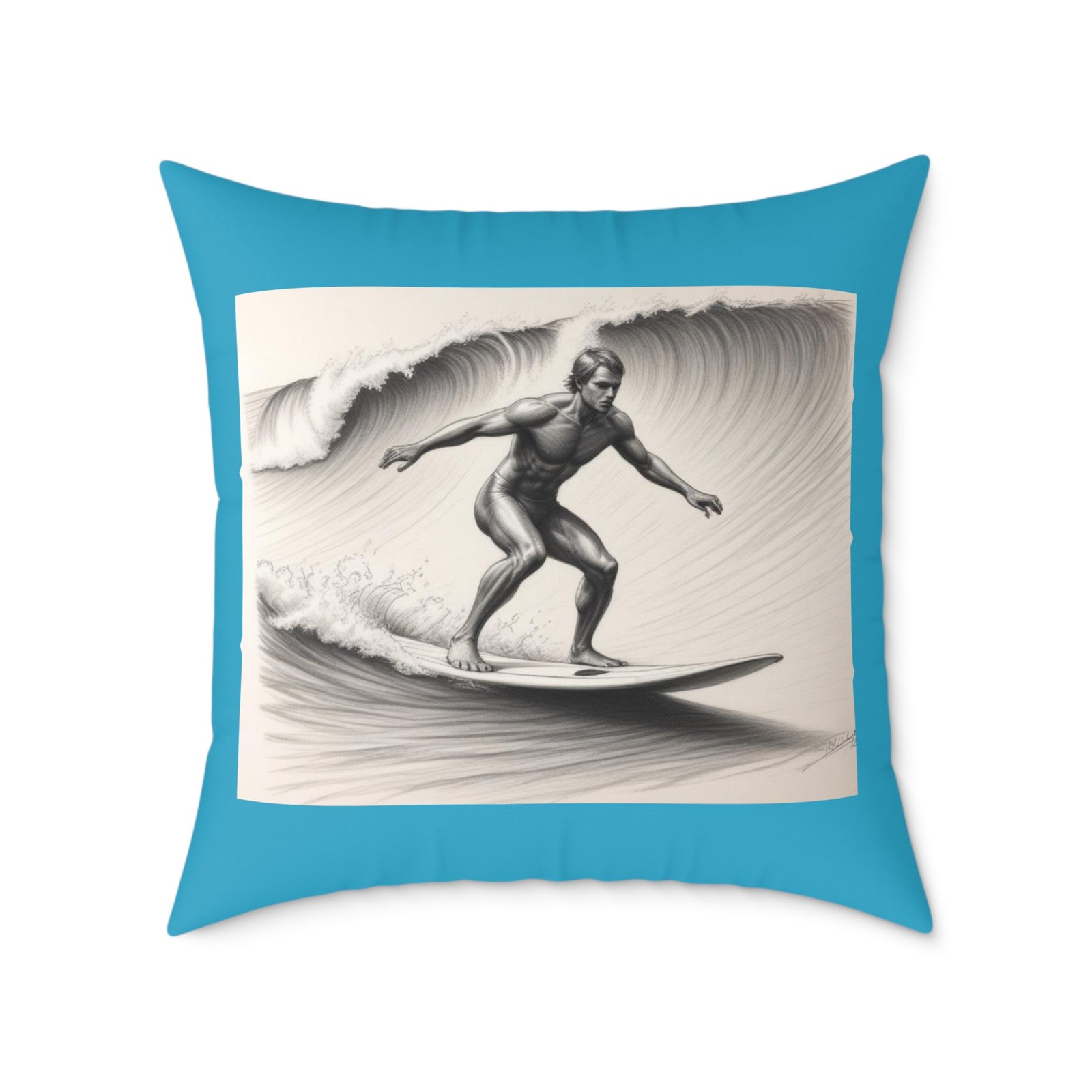 Surfing Square Poly Canvas Pillow - Image 17