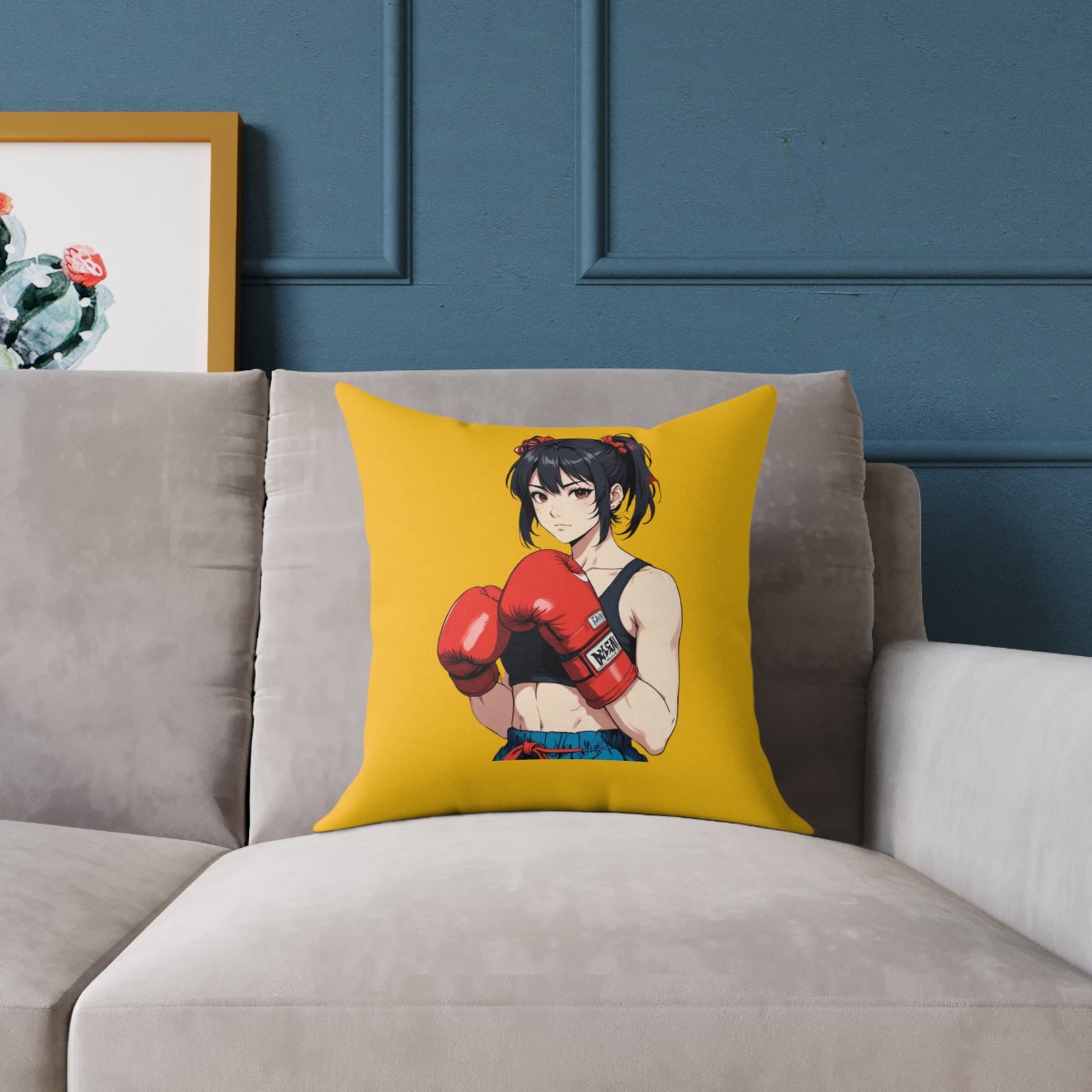 Boxing Square Poly Canvas Pillow - Image 3