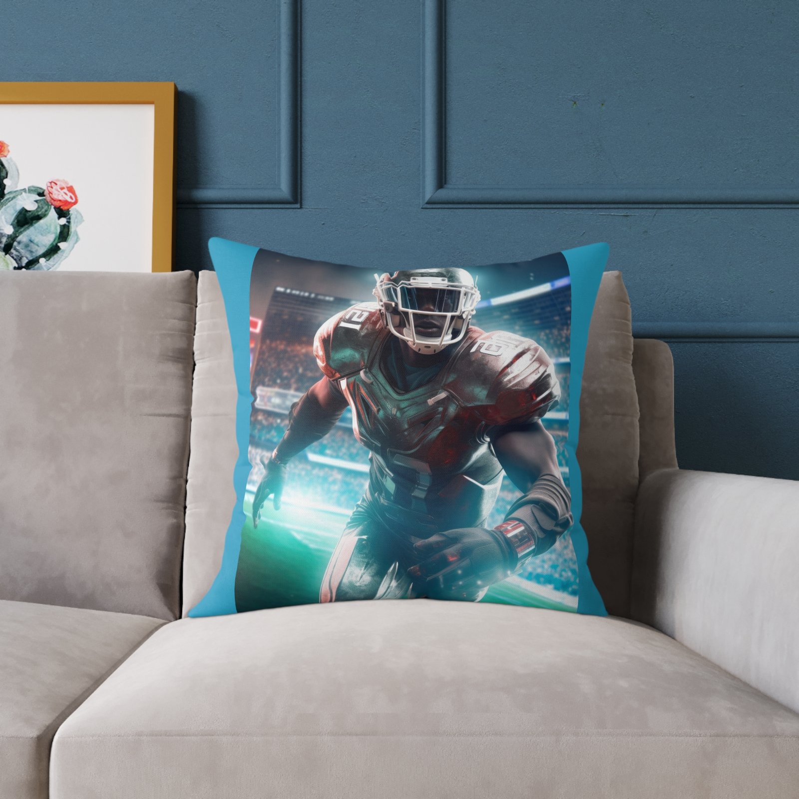 American Football Square Poly Canvas Pillow - Image 11