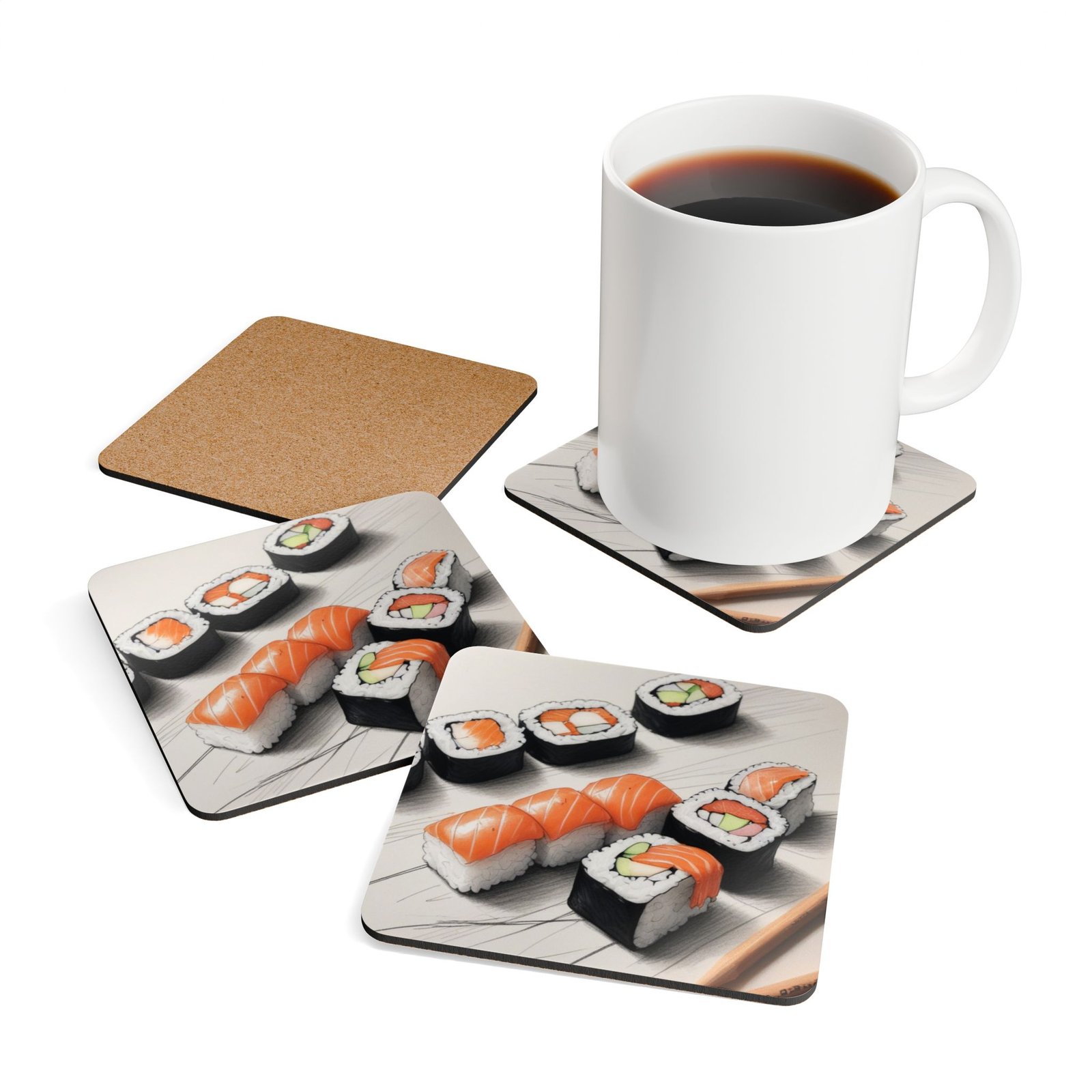 Sushi Corkwood Coaster Set - Image 4