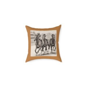 Horse Racing Square Poly Canvas Pillow