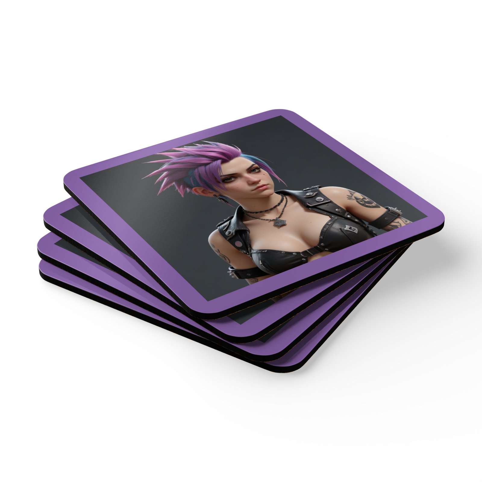 Punk Corkwood Coaster Set - Image 3