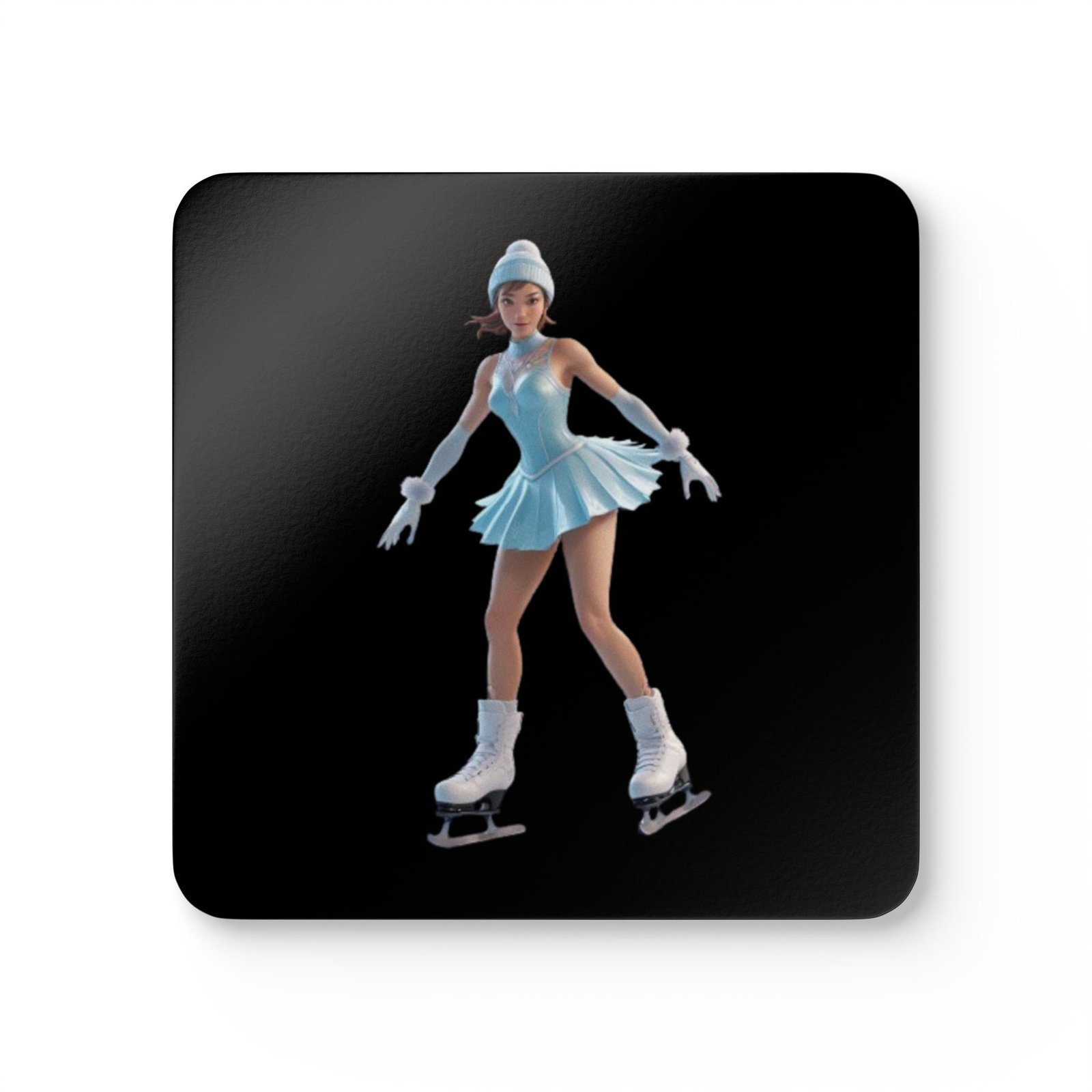 Ice Skating Corkwood Coaster Set