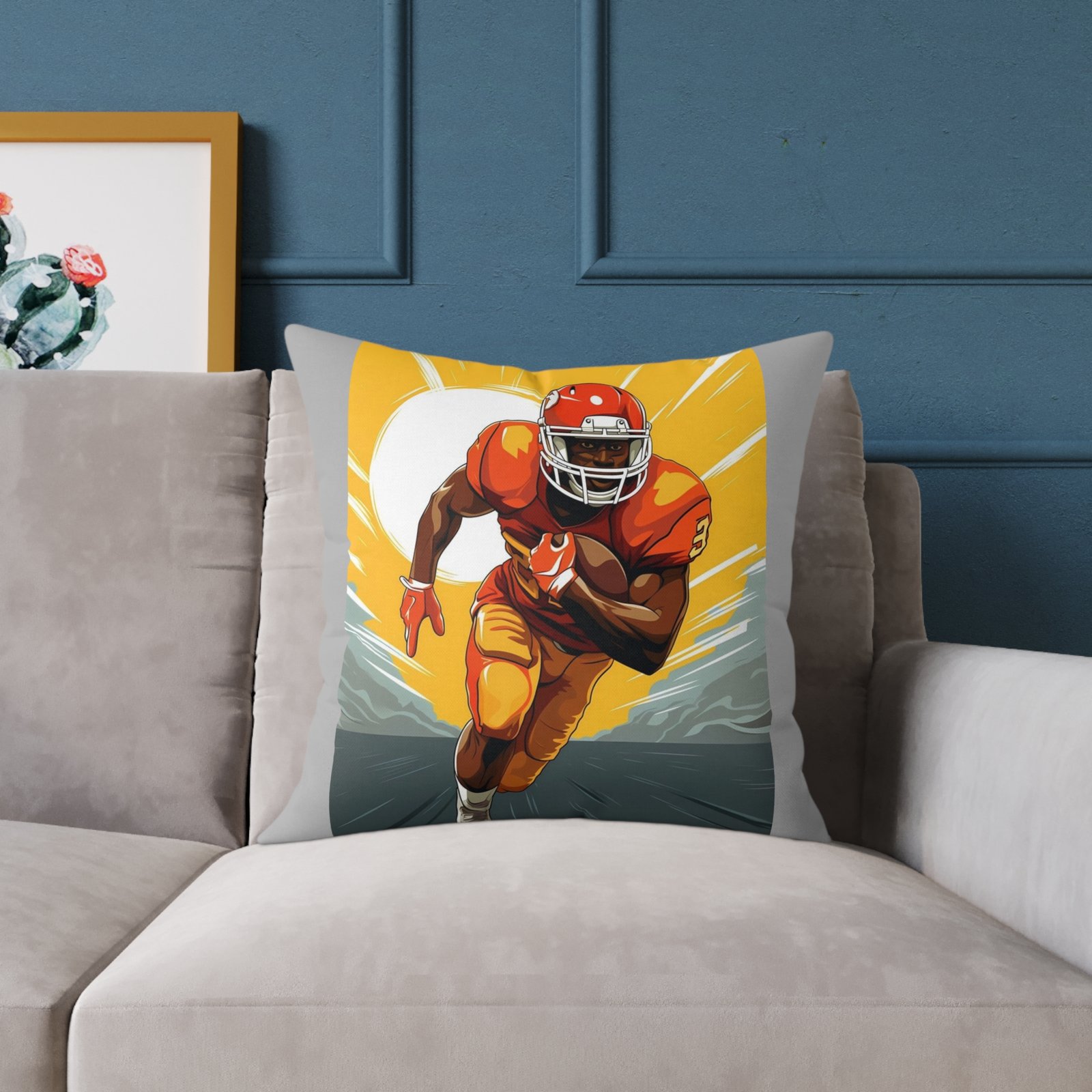 American Football Square Poly Canvas Pillow - Image 11