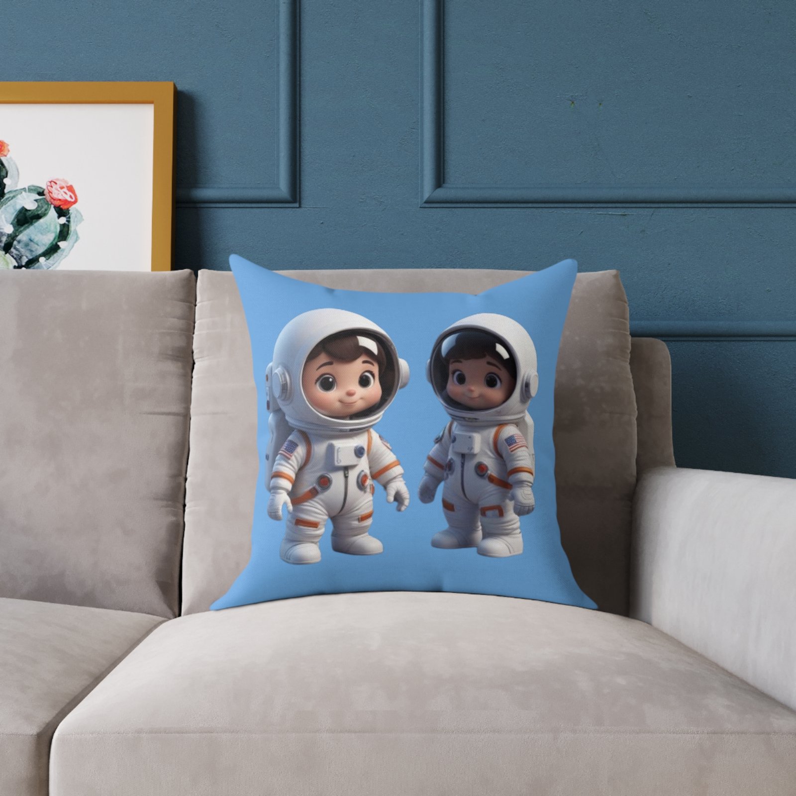 Astronauts Square Poly Canvas Pillow - Image 7