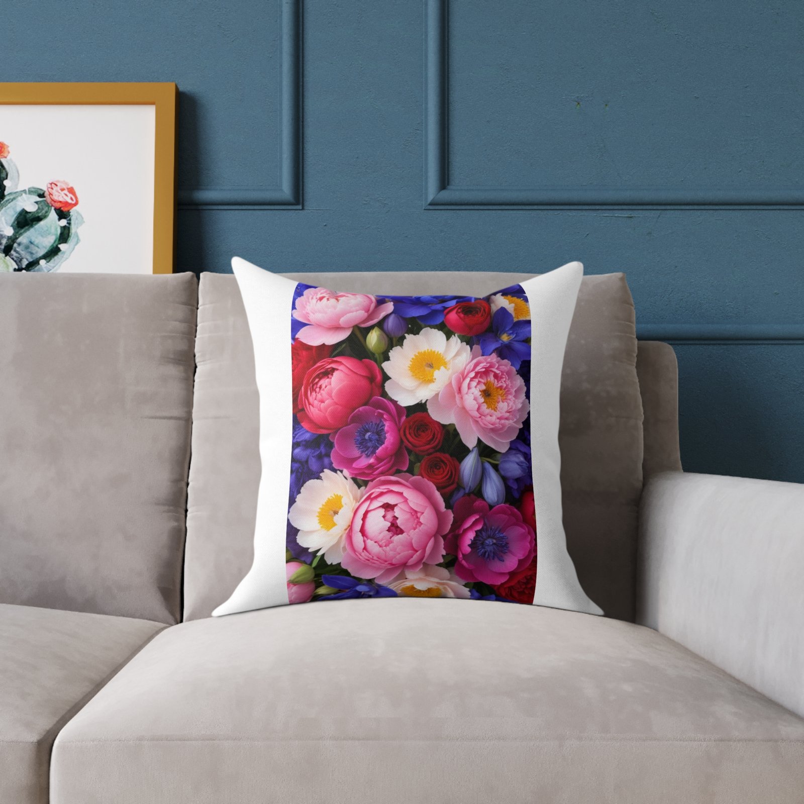 Flowers Square Poly Canvas Pillow - Image 7