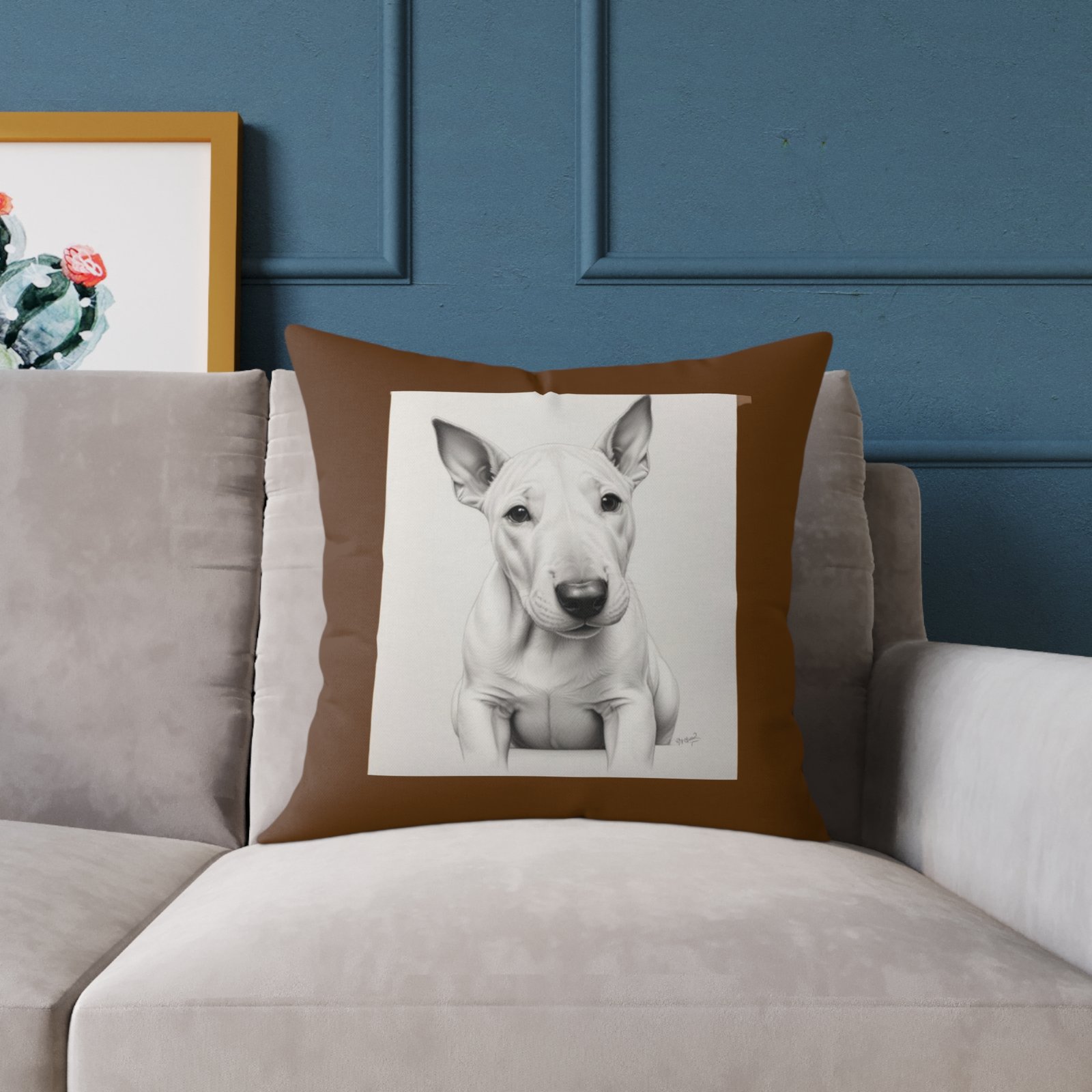 English Bull Terrier Square Poly Canvas Pillow - Image 11