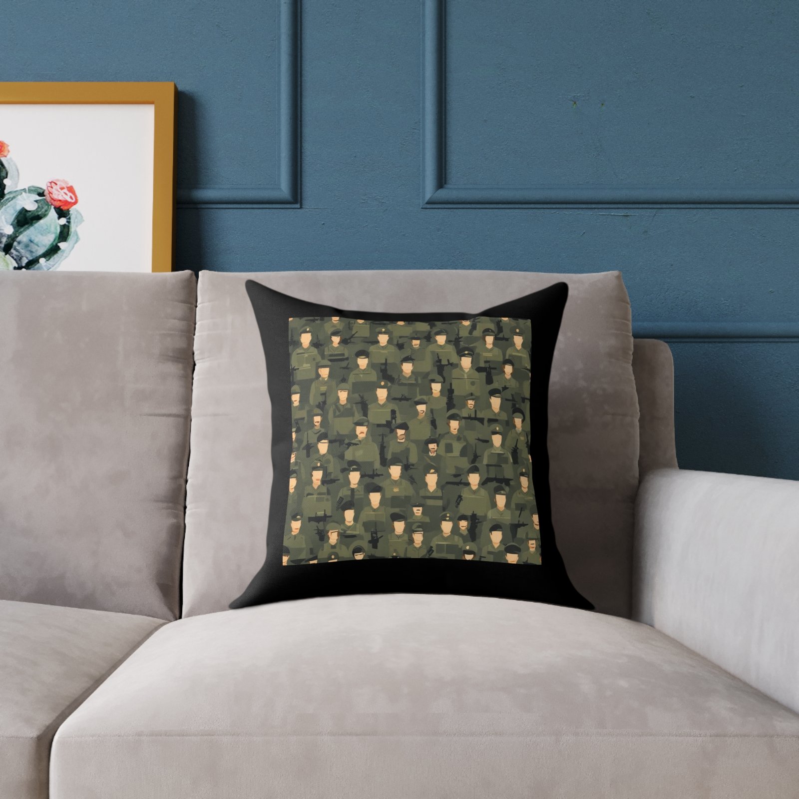 Army Square Poly Canvas Pillow - Image 3