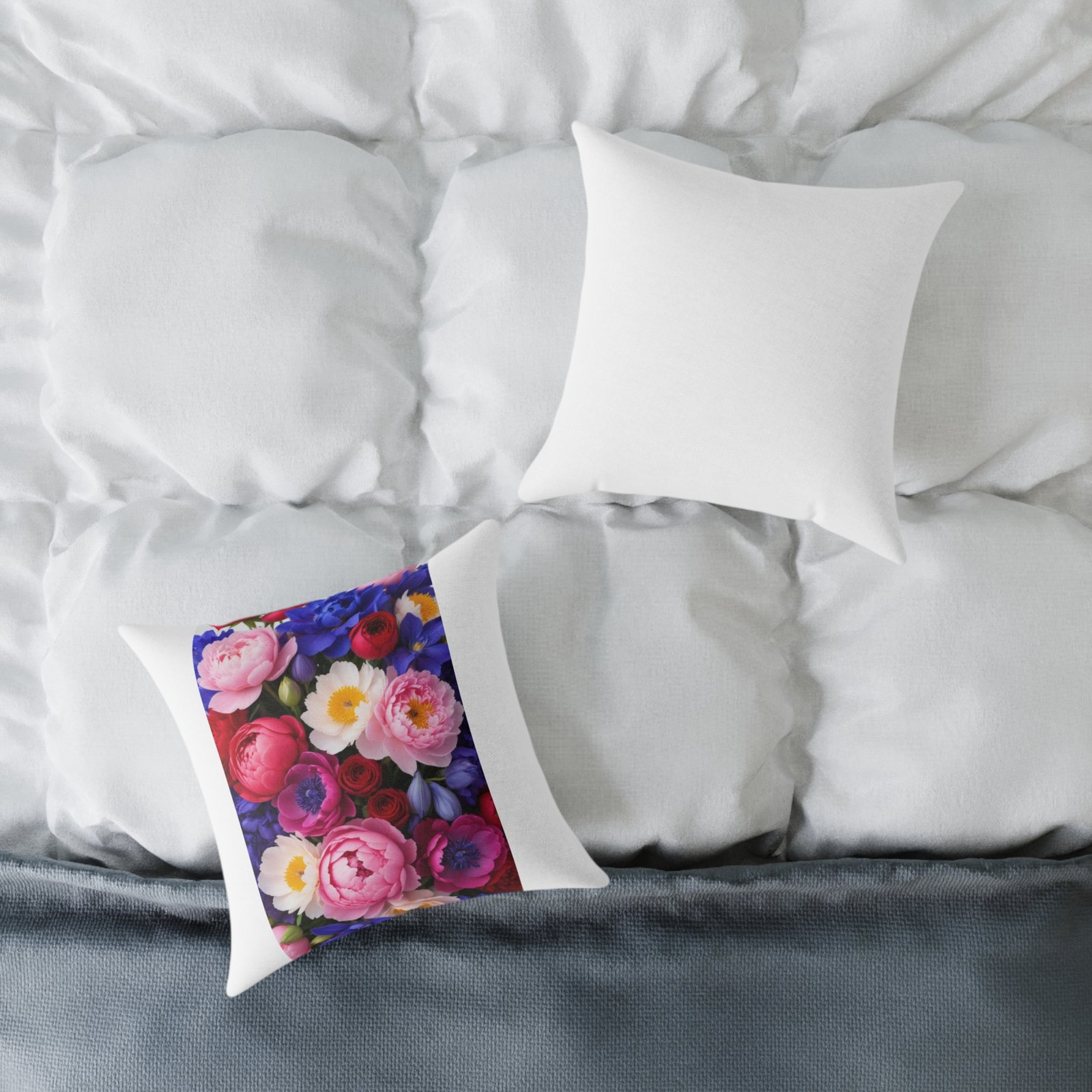 Flowers Square Poly Canvas Pillow - Image 4