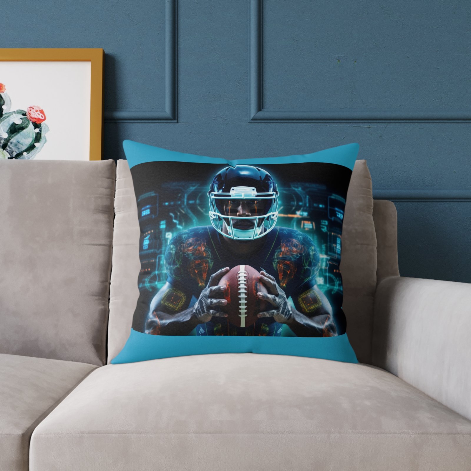 American Football Square Poly Canvas Pillow - Image 11