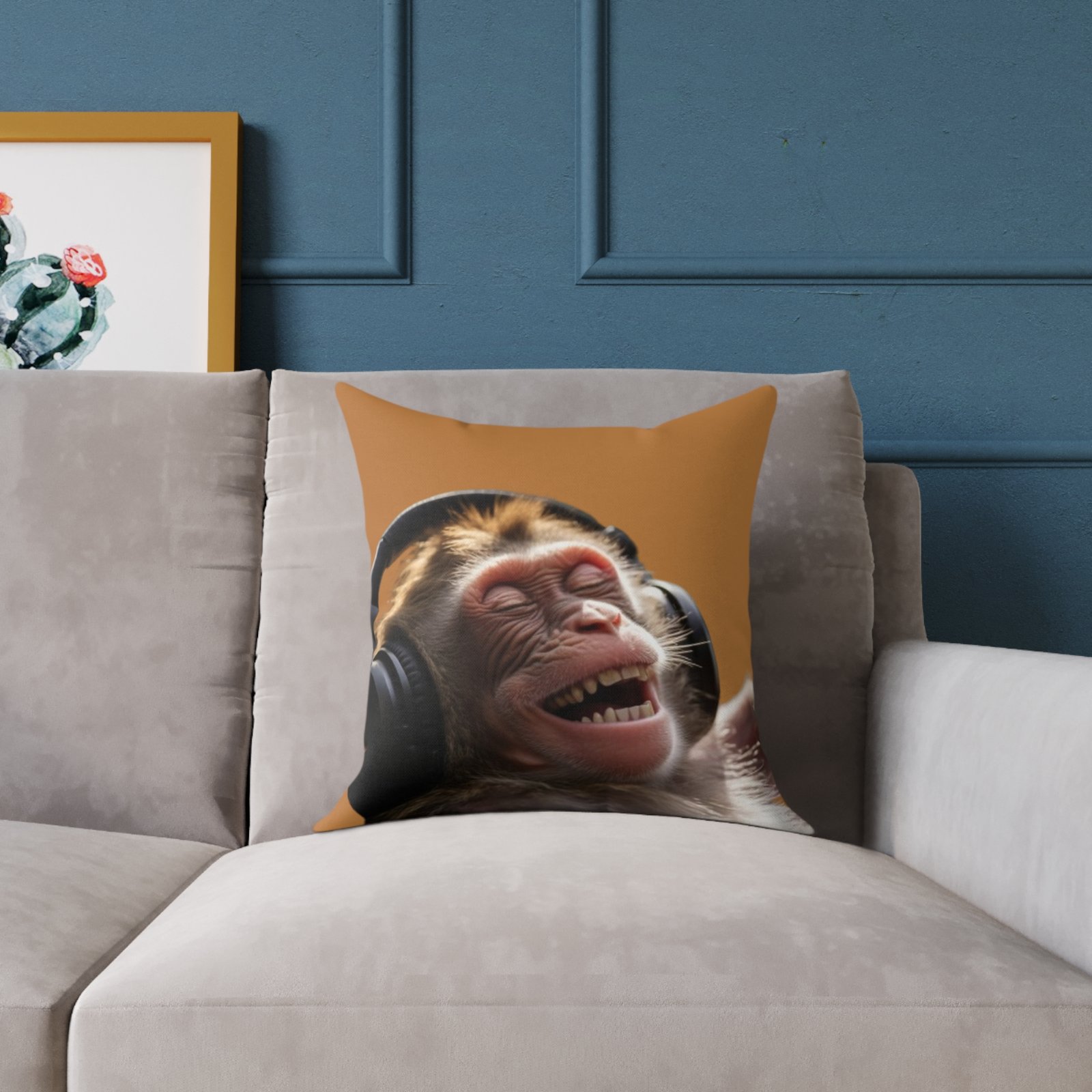 Funny Monkey Poly Canvas Pillow - Image 3