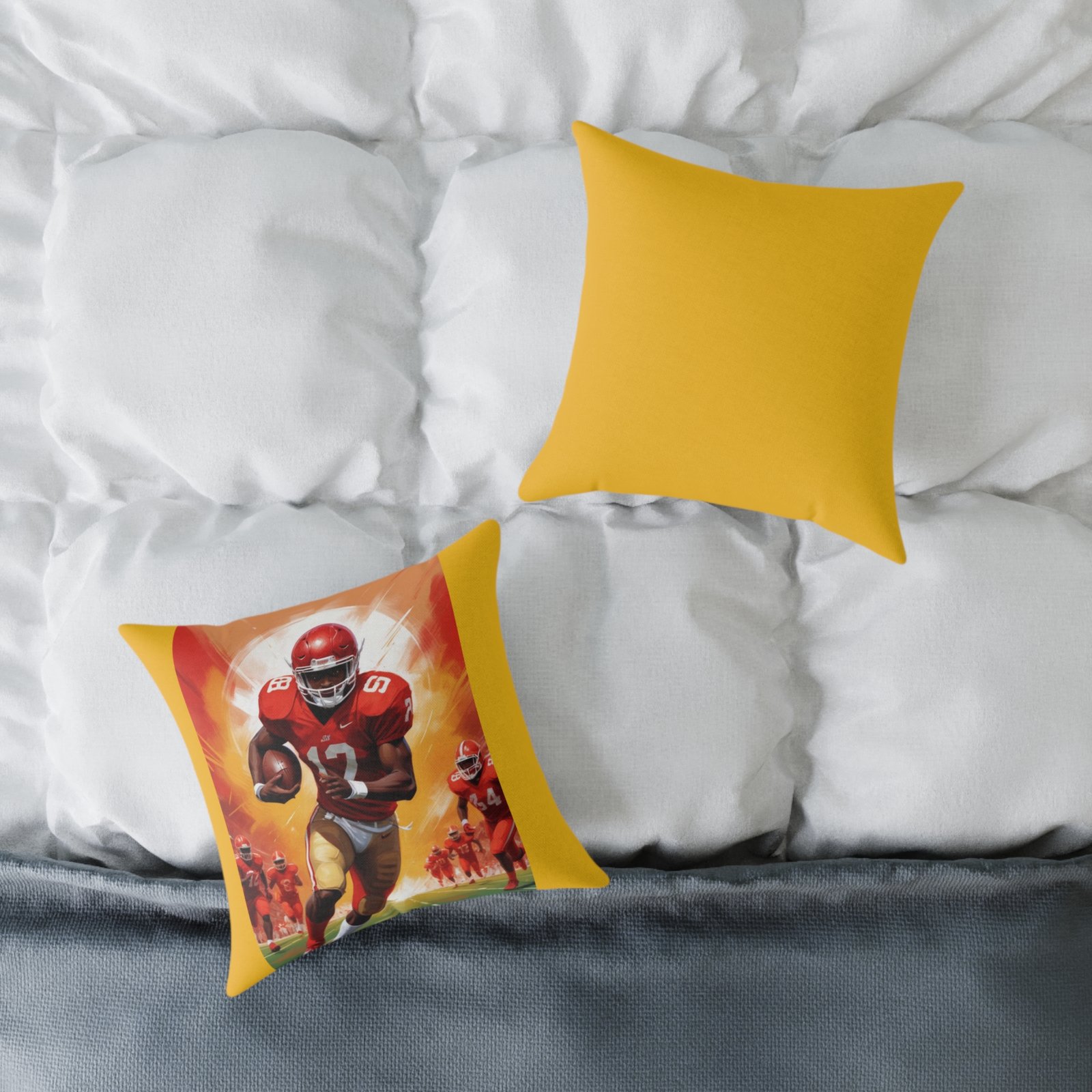 American Football Square Poly Canvas Pillow - Image 4