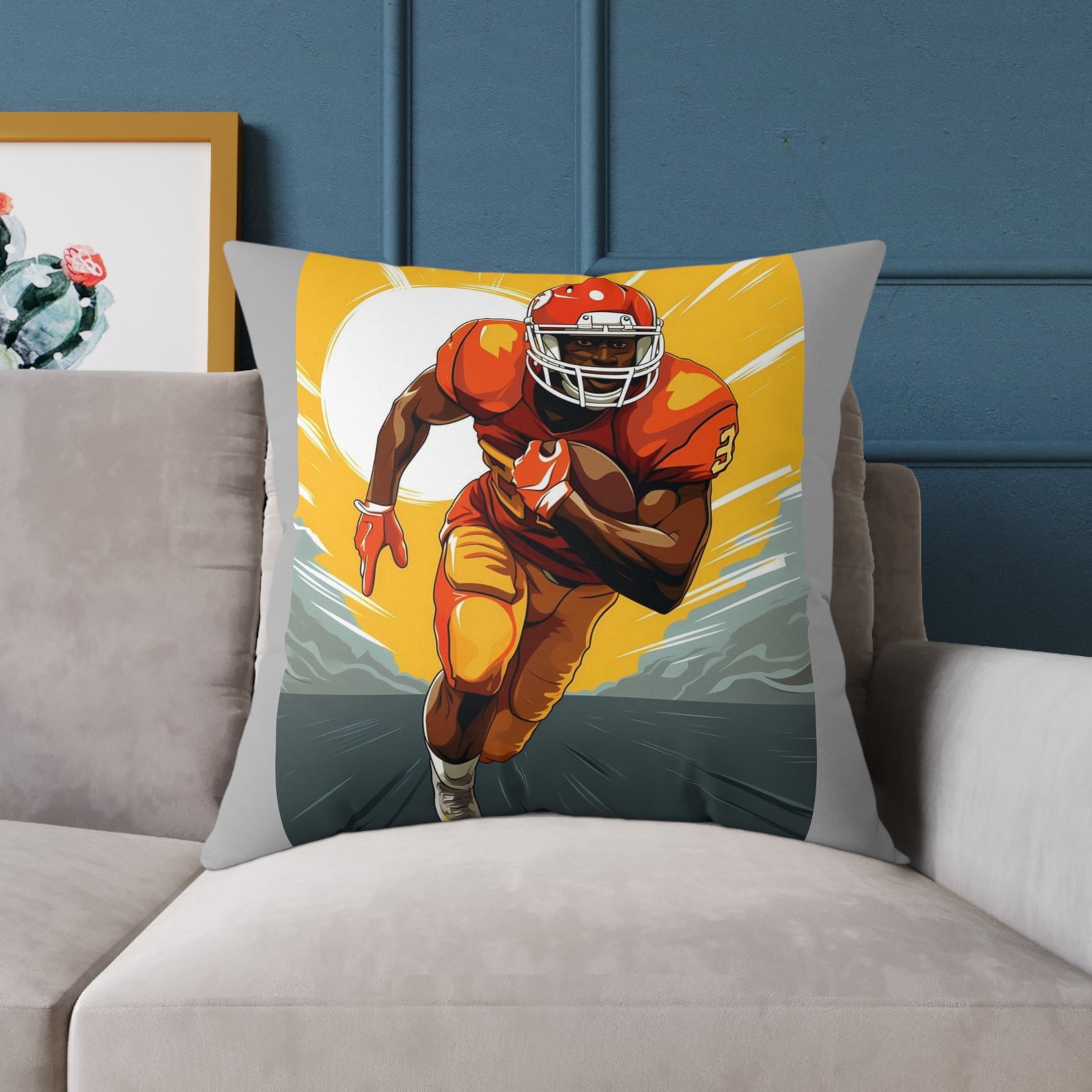 American Football Square Poly Canvas Pillow - Image 19