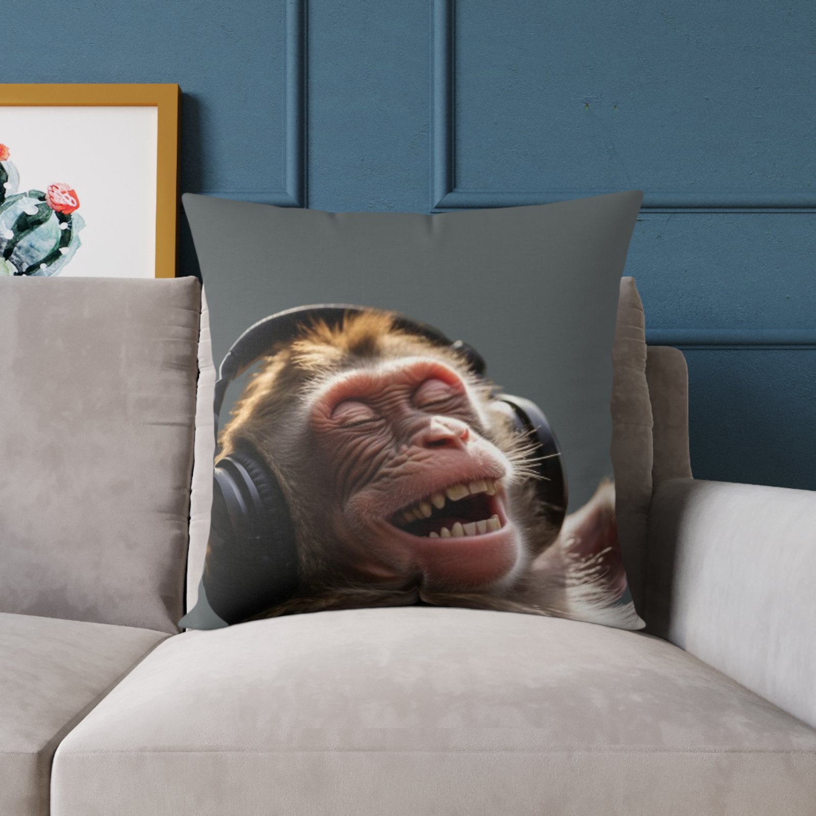 Funny Monkey Poly Canvas Pillow - Image 15