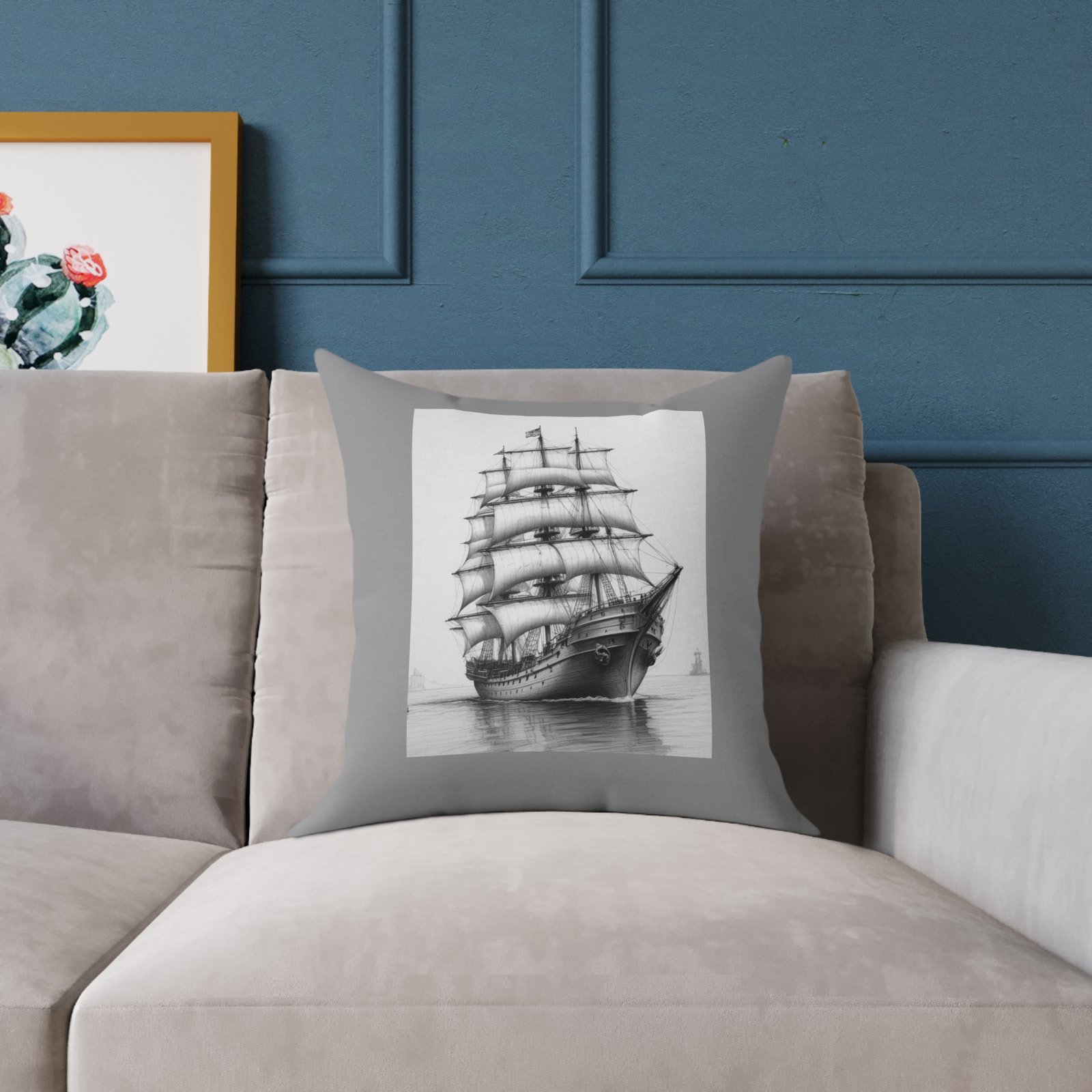Ship Square Poly Canvas Pillow - Image 7