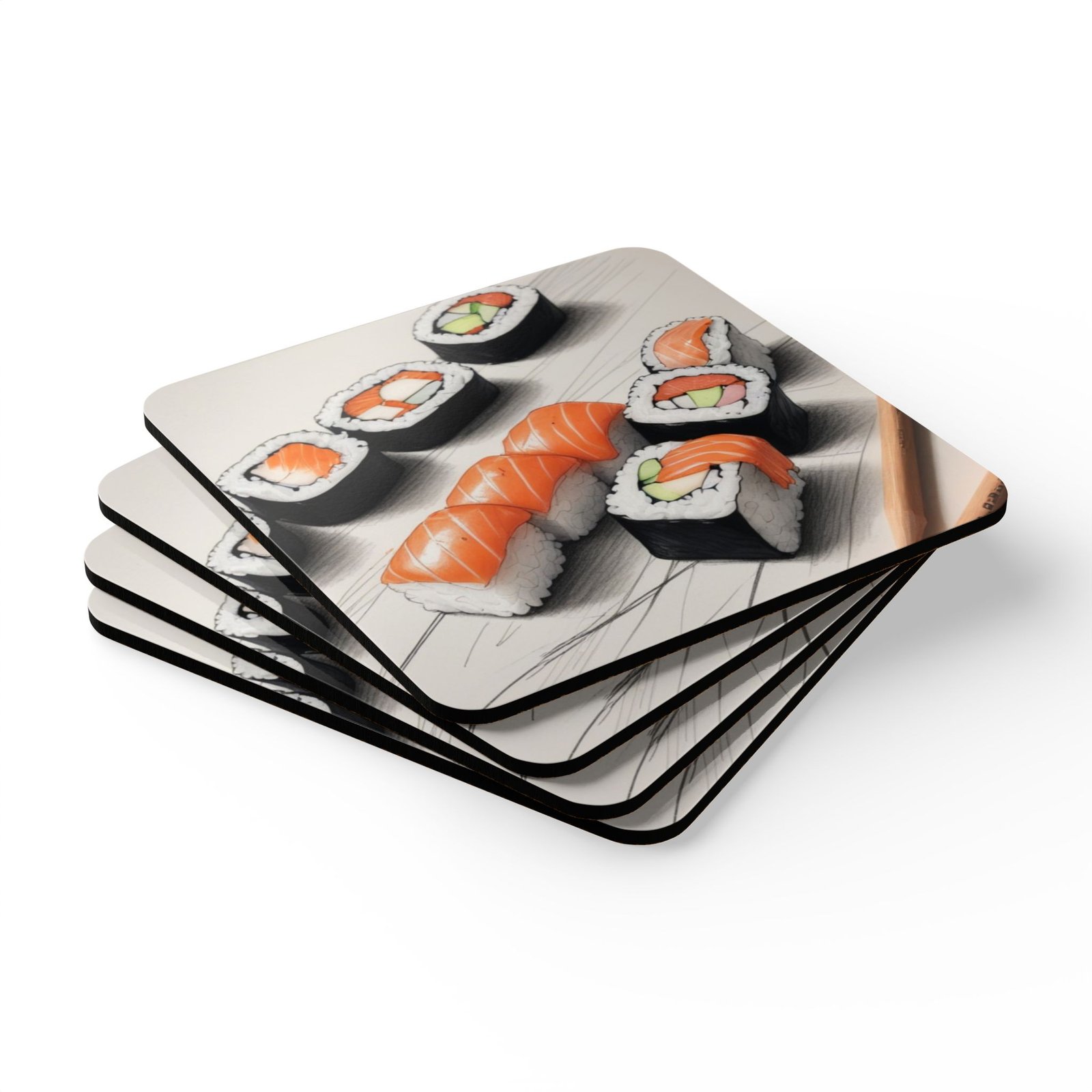 Sushi Corkwood Coaster Set - Image 3