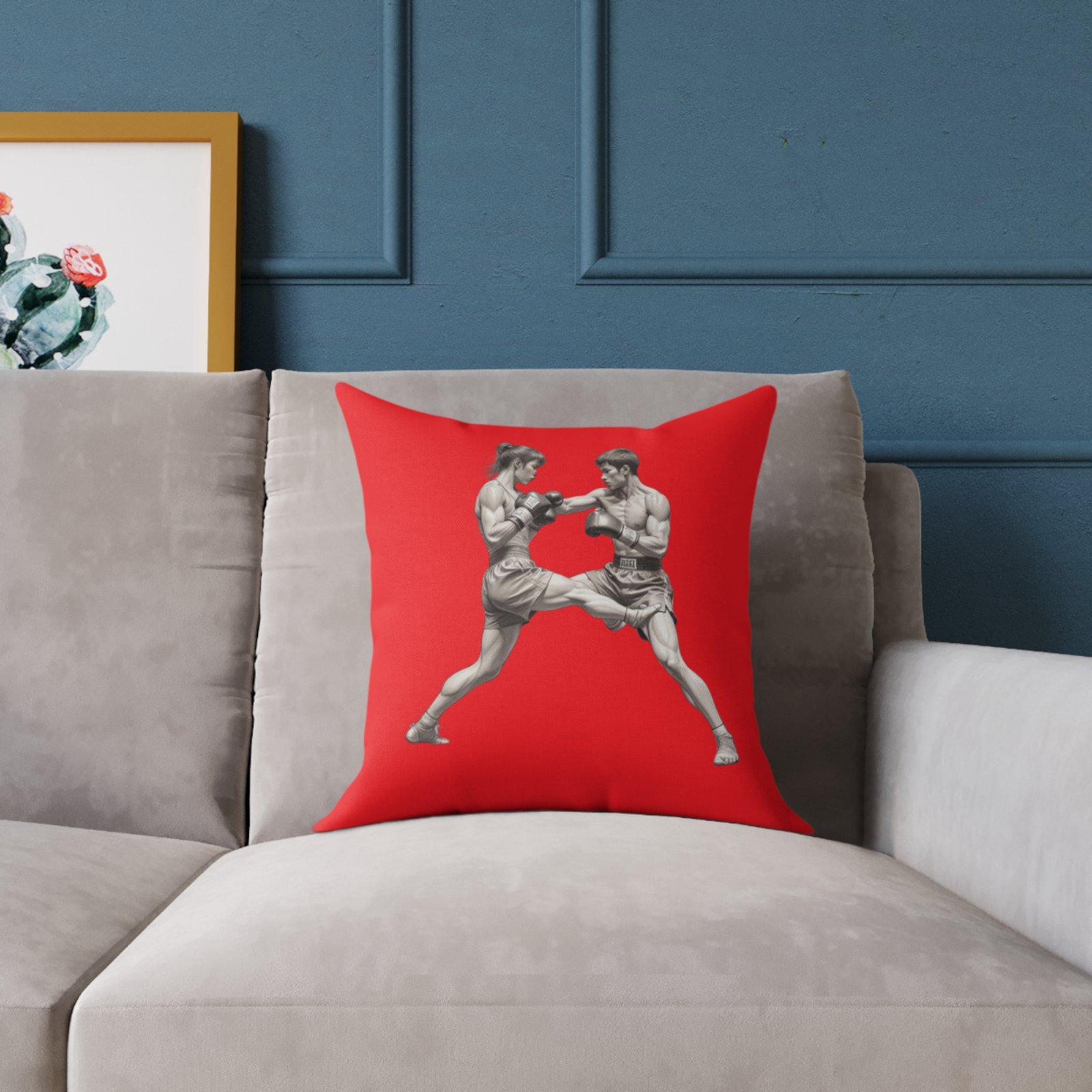 Kickboxing Square Poly Canvas Pillow - Image 3