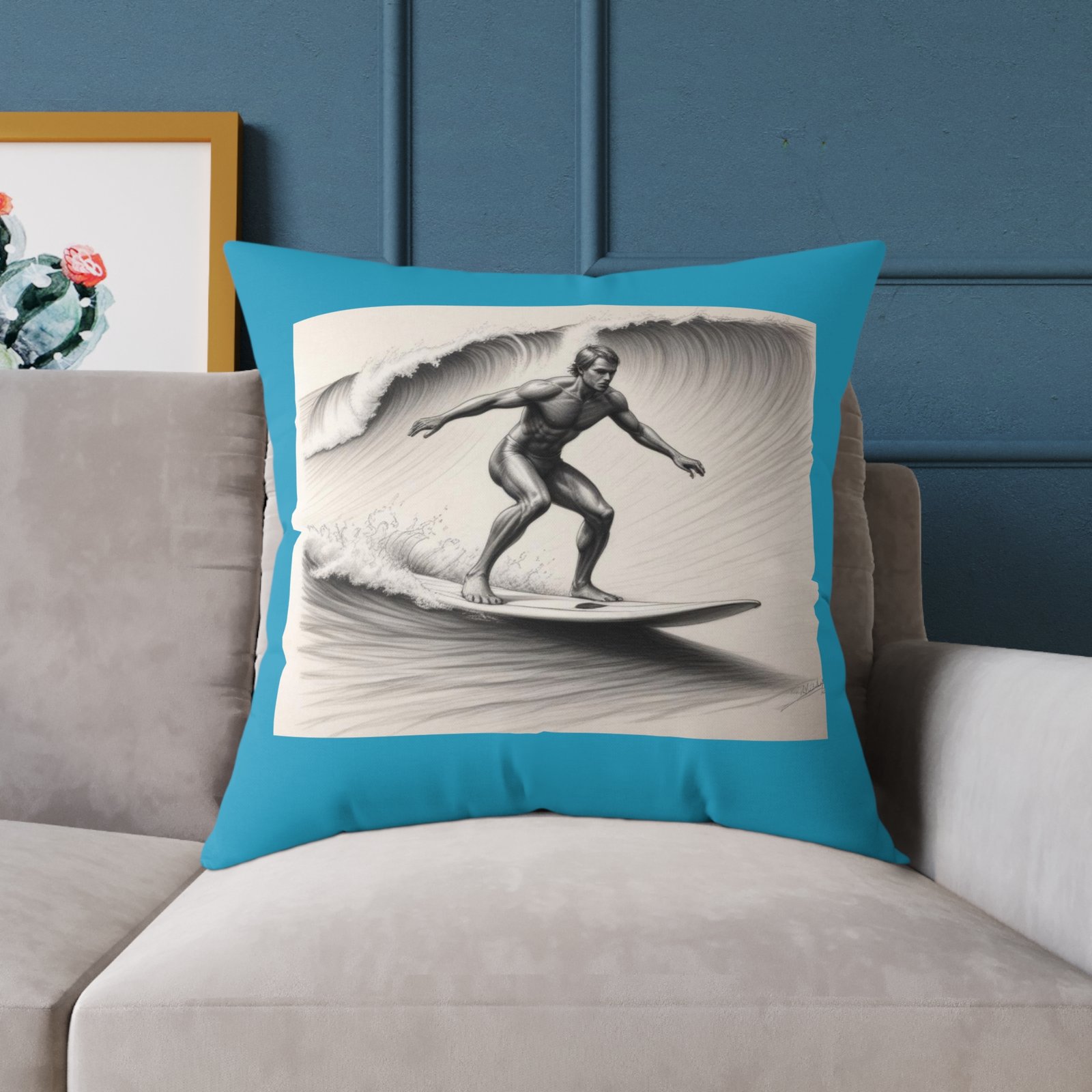 Surfing Square Poly Canvas Pillow - Image 19