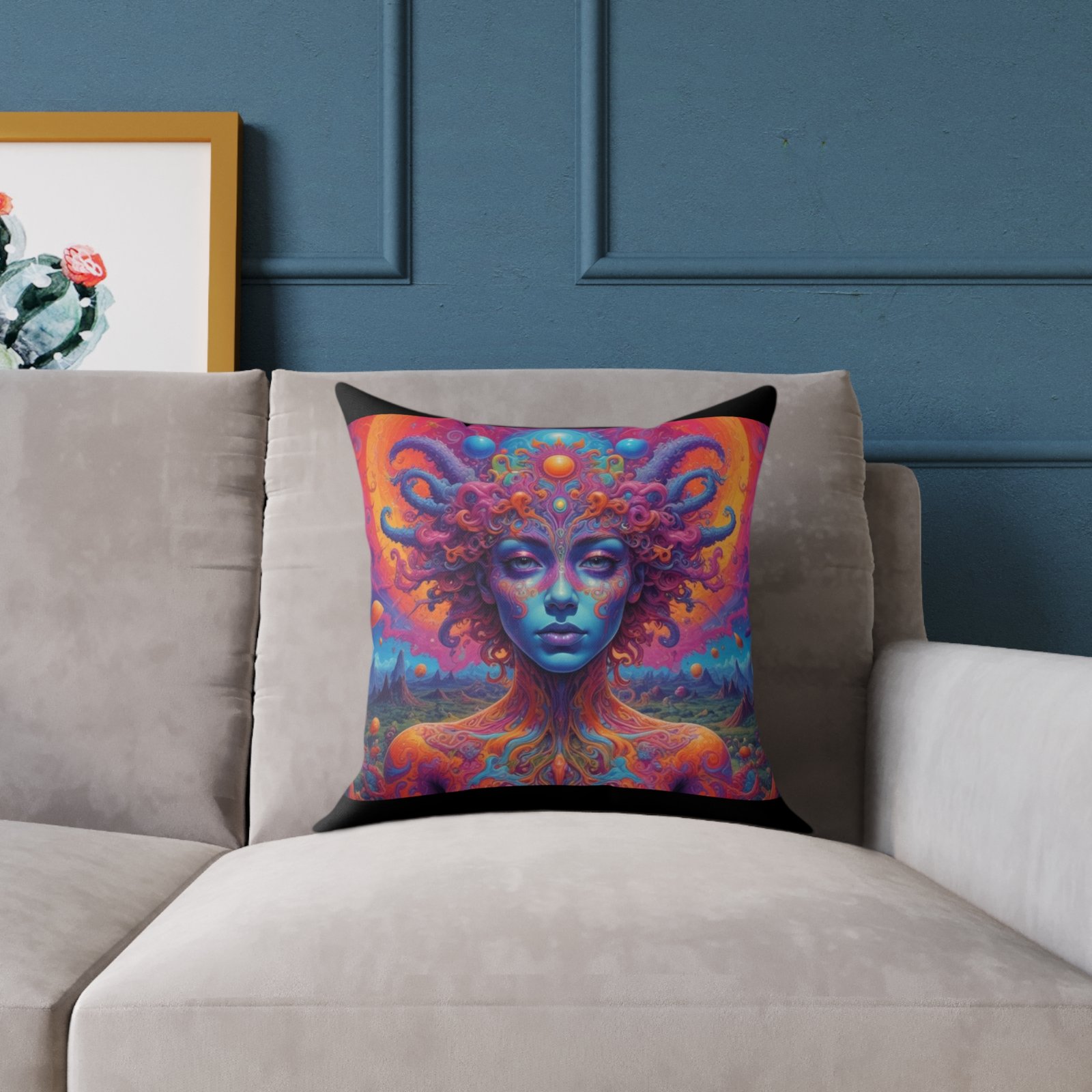 Psychadelic Square Poly Canvas Pillow - Image 3