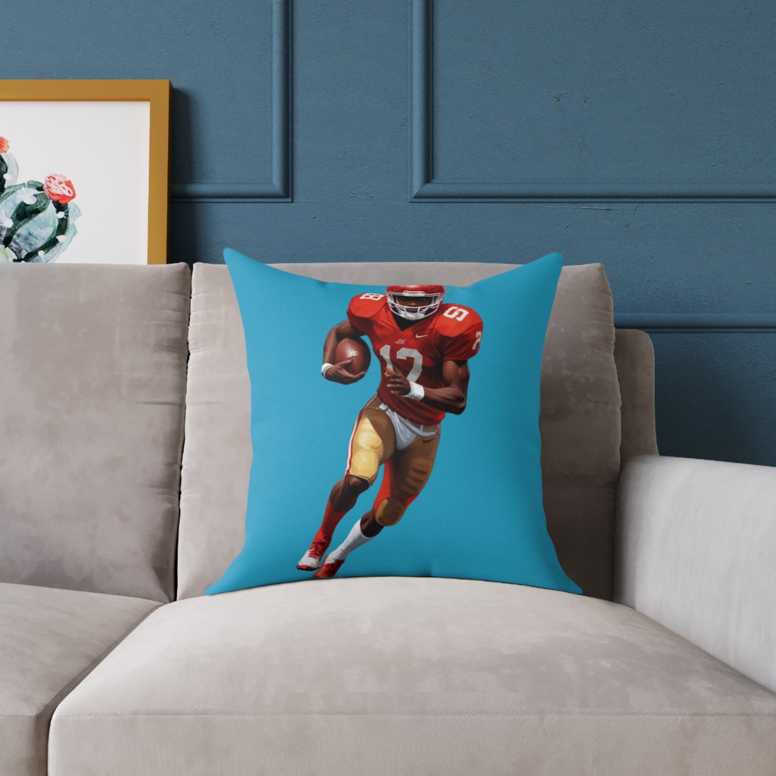 American Football Square Poly Canvas Pillow - Image 7