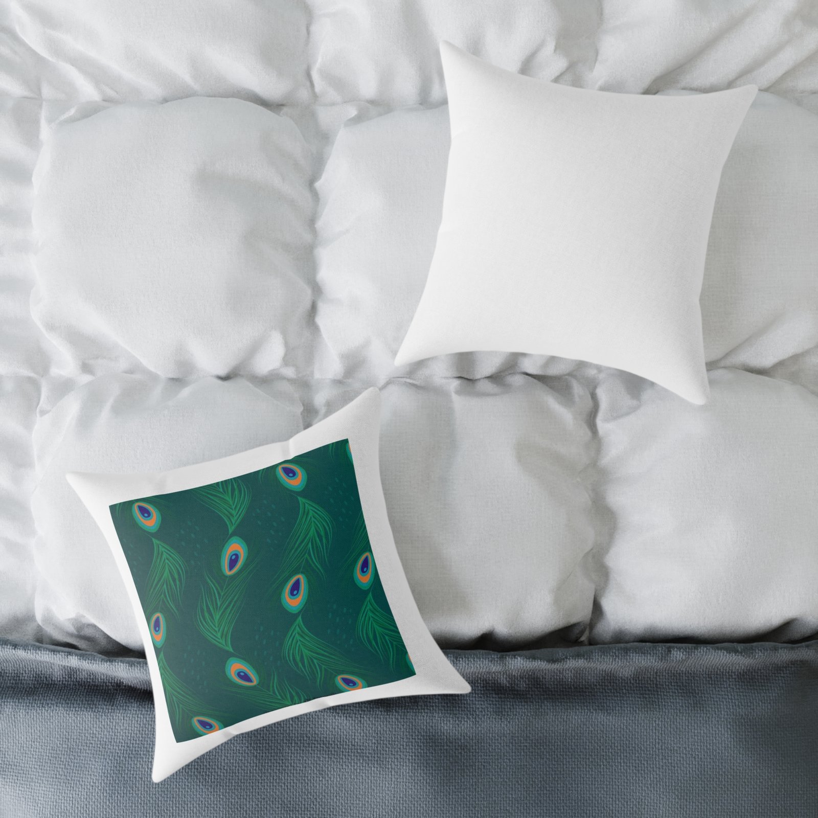 Pea cock Prin t Cushion G ift Square Poly Canvas Pillow Pea cock Prin t , G ift Cushion, Lounge Cushion, Bedroom Cushion, Cushion G ift , , - Image 8